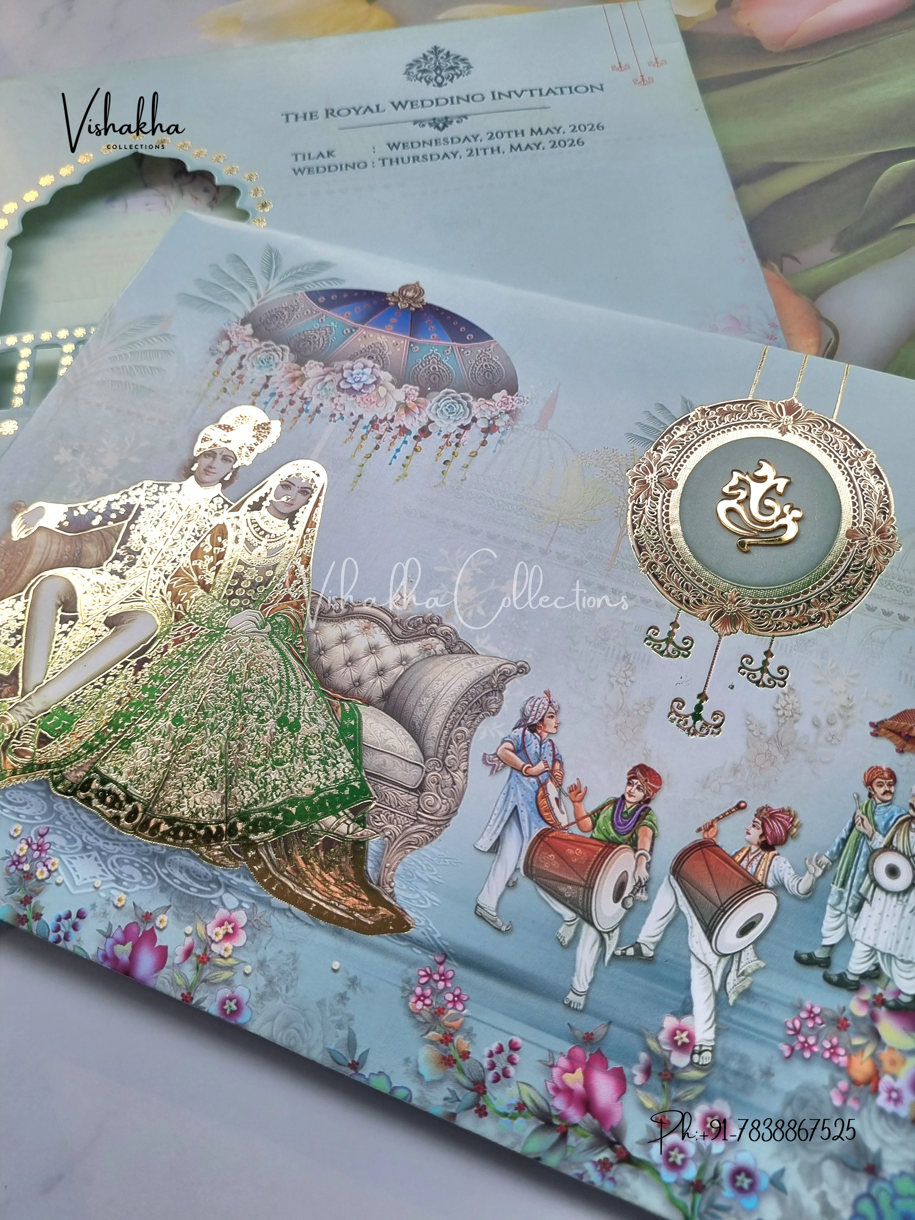 Barat Semi Box Dulah Dulhan Hindu Sikh invitation Cards CR-7054 - Image 2