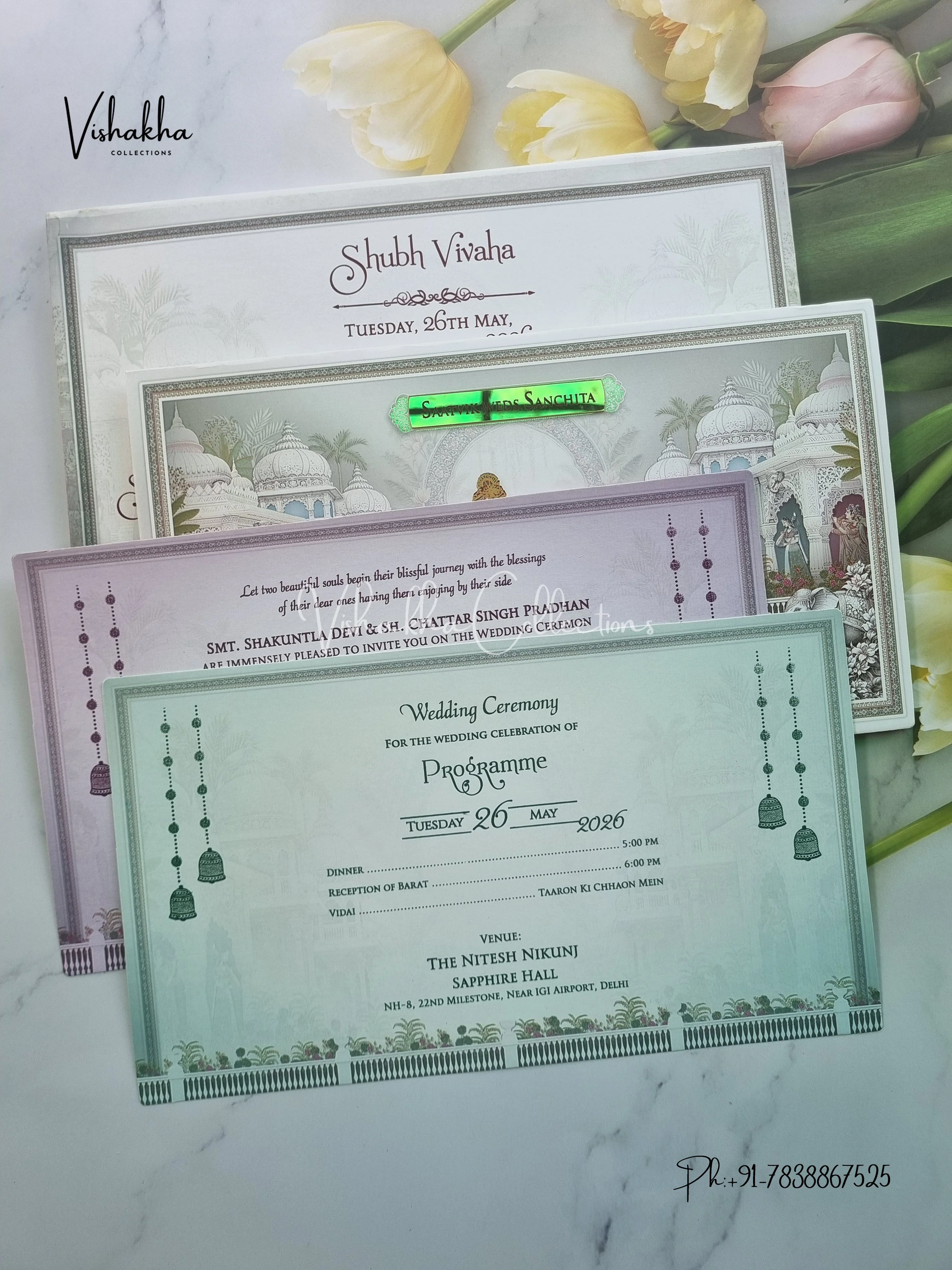 Barat Semi Box Hathi Dulah Dulhan Hindu Sikh invitation Cards CR-7062 - Image 3