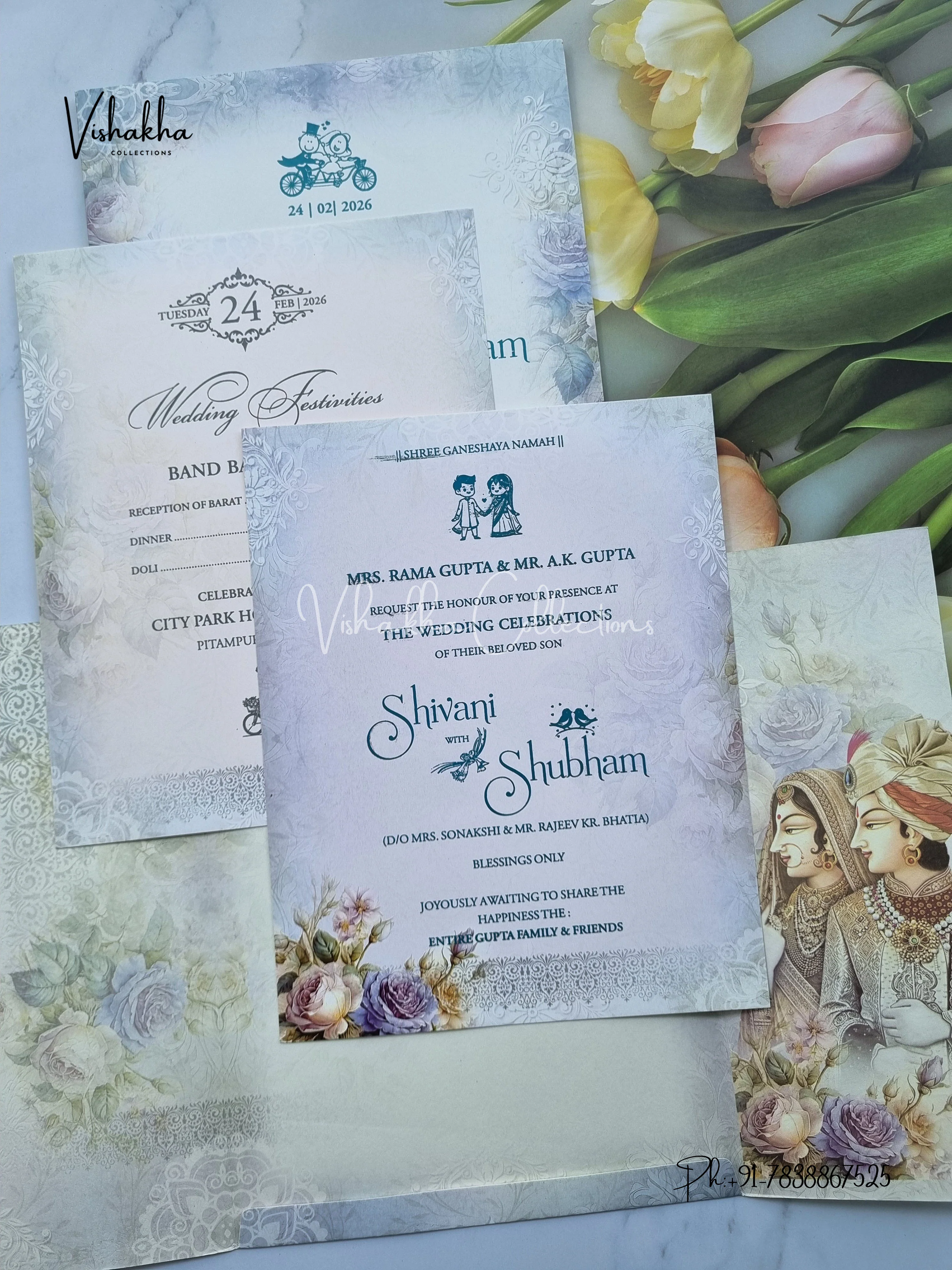 Dulah Dulhan Double Door Hindu Sikh invitation Cards ATS-9231 - Image 3