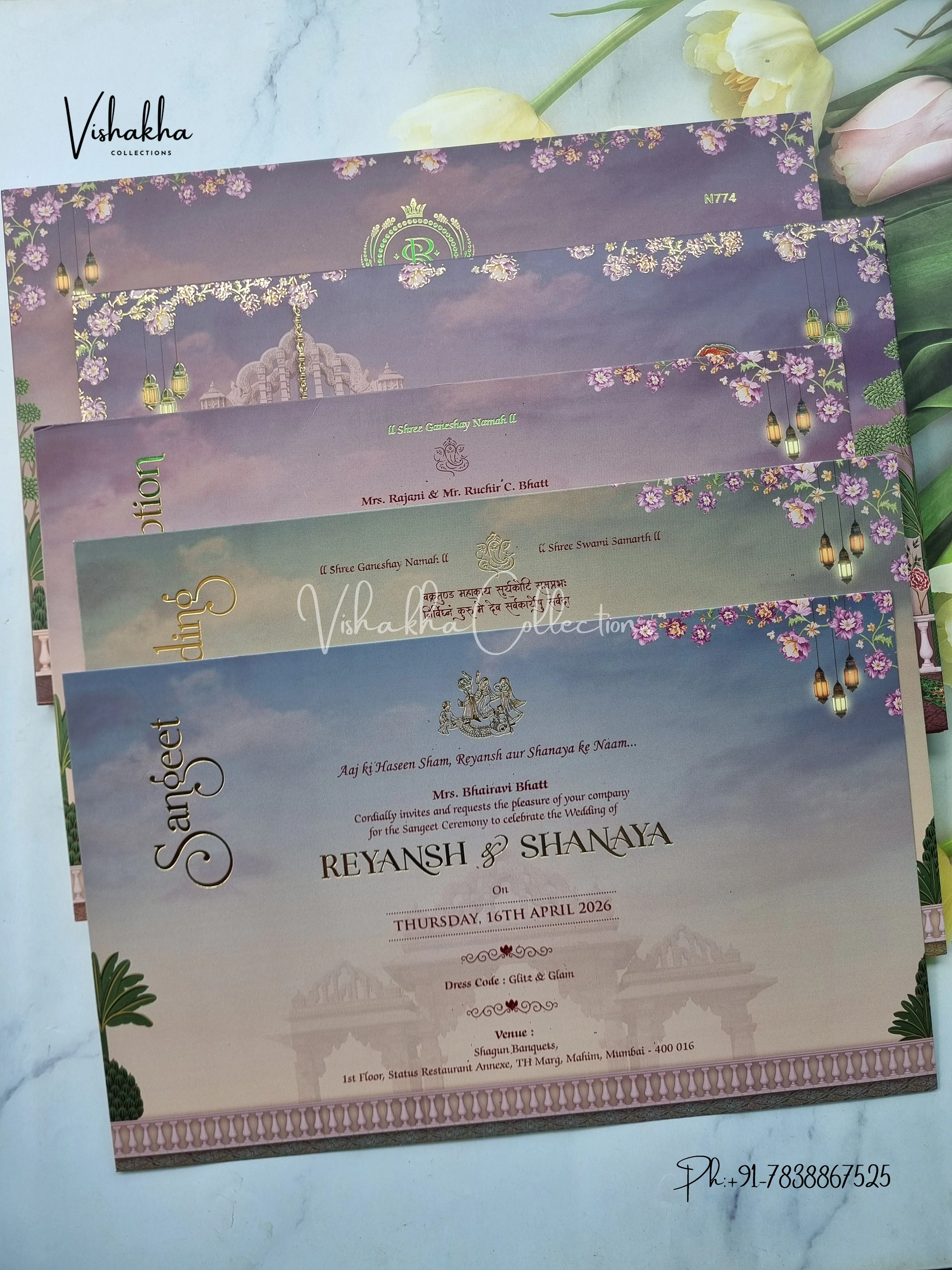 Dulah Dulhan Hindu Jain Sikh Padded invitation Cards VN-774 - Image 3