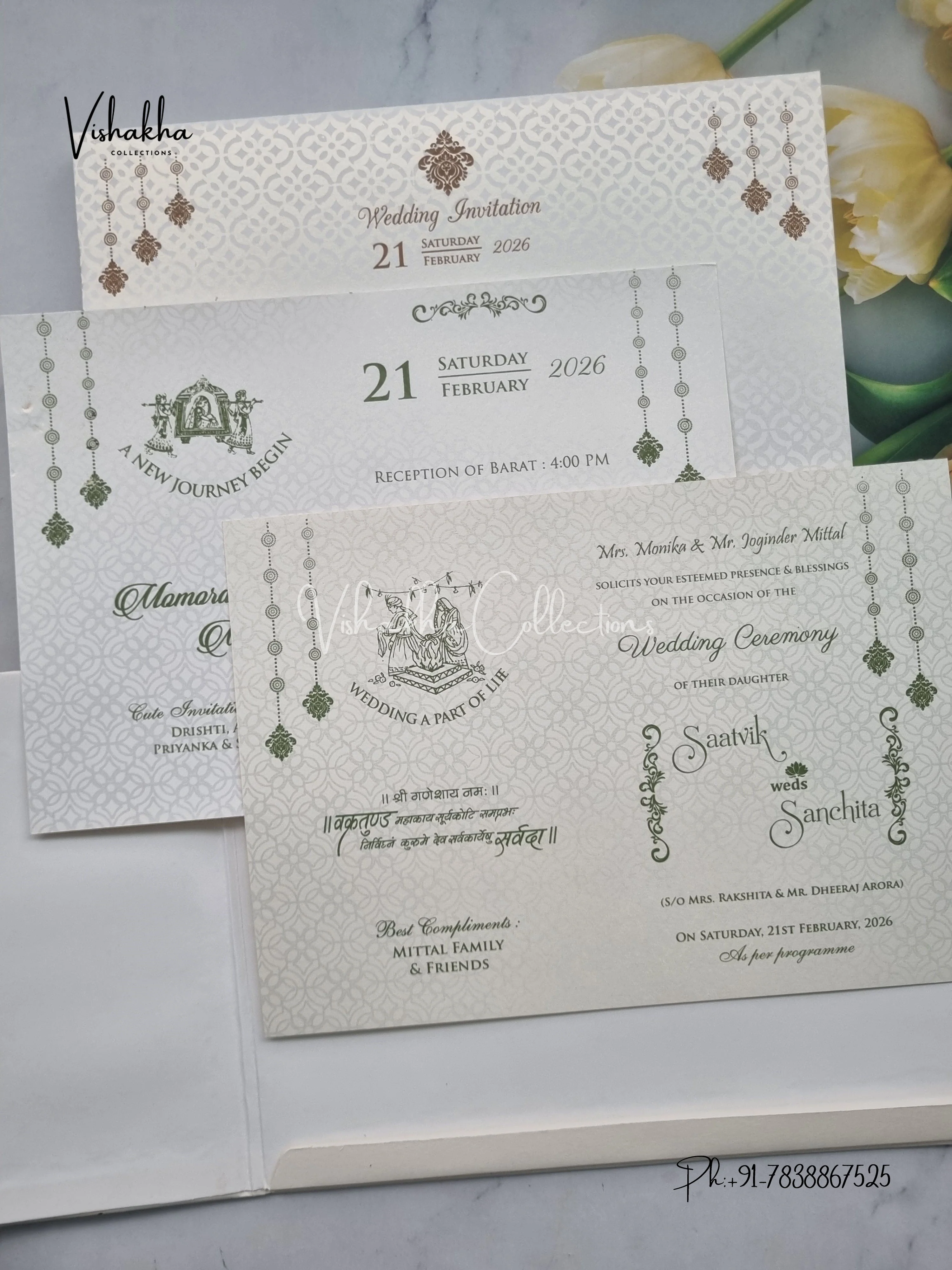 Dulah Dulhan Hindu Muslim Christian Sikh Padded invitation Cards CR-555C - Image 3