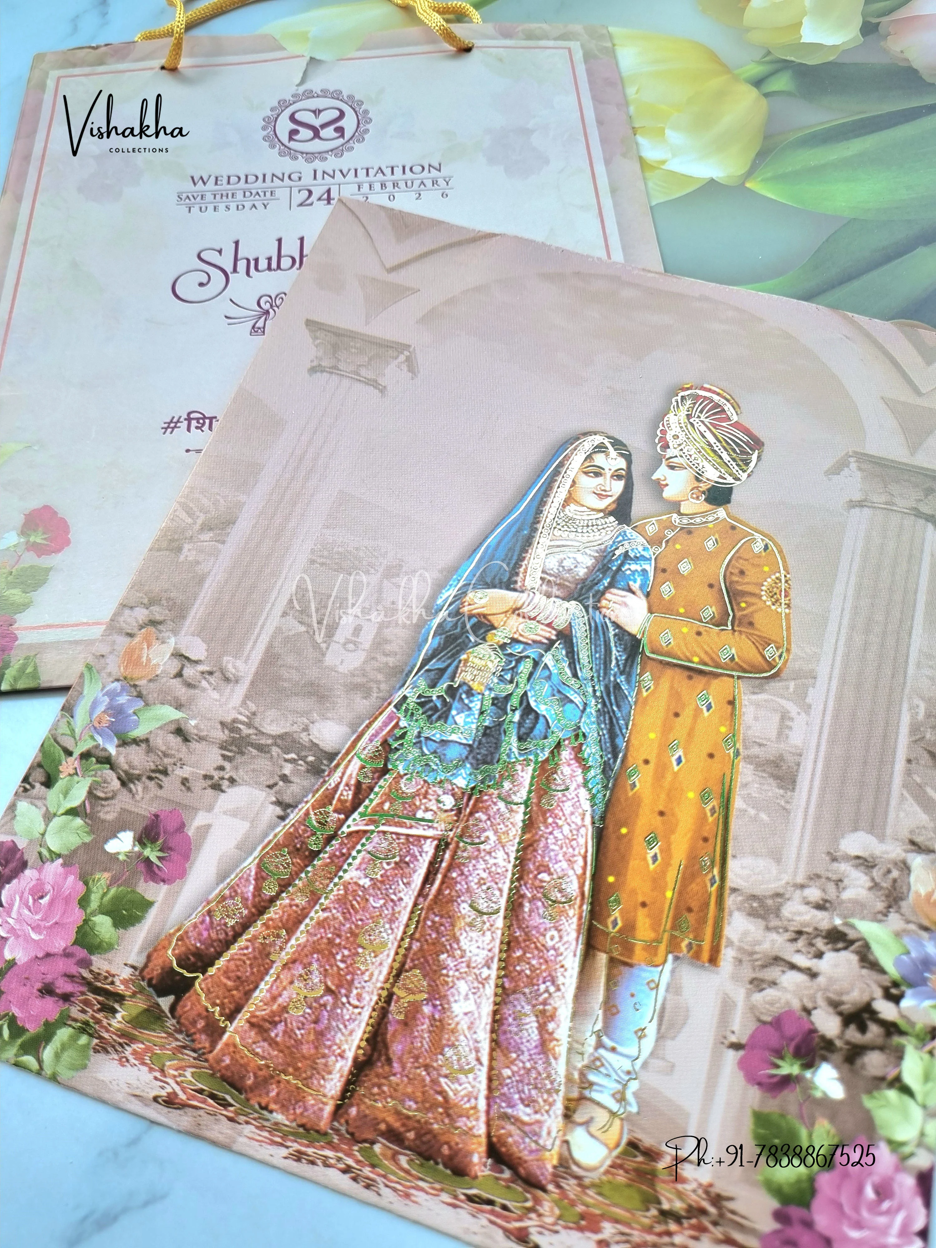 Dulah Dulhan Hindu Sikh Carry Bag invitation Cards ATS-9110 - Image 2