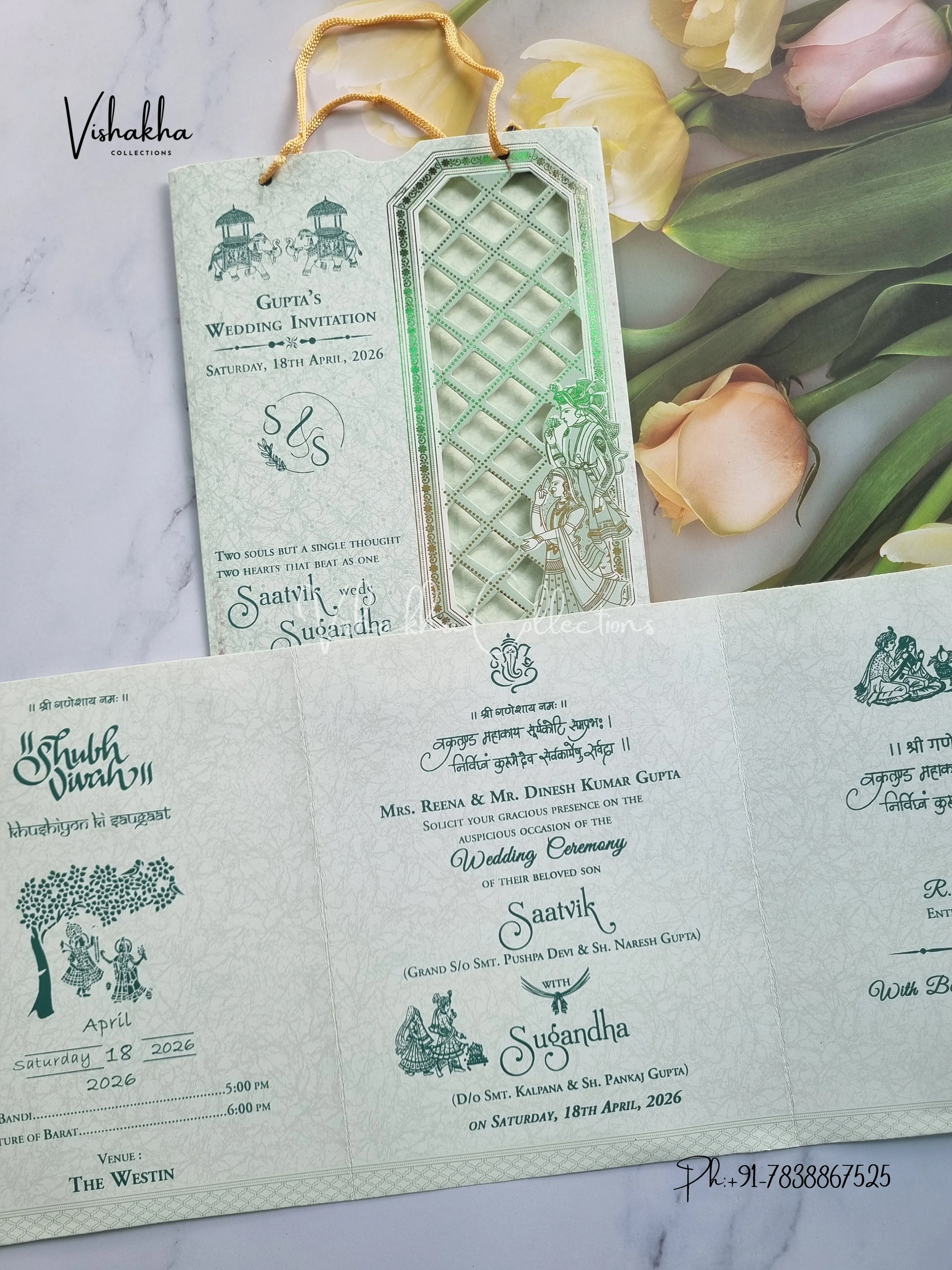 Dulah Dulhan Hindu Sikh Carry Bag invitation Cards CR-8071 - Image 3