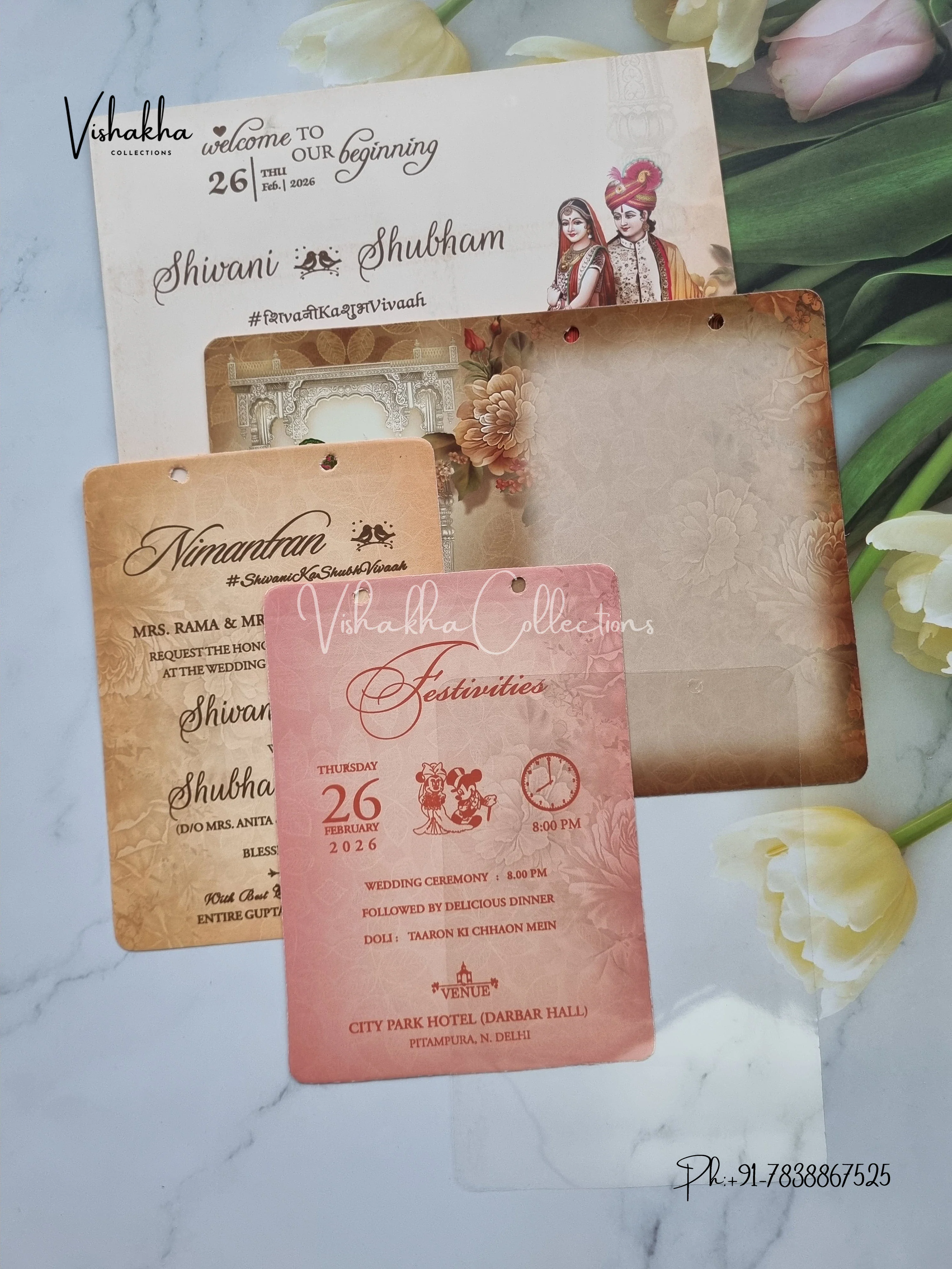 Dulah Dulhan Hindu Sikh invitation Cards ATS-3185 - Image 3
