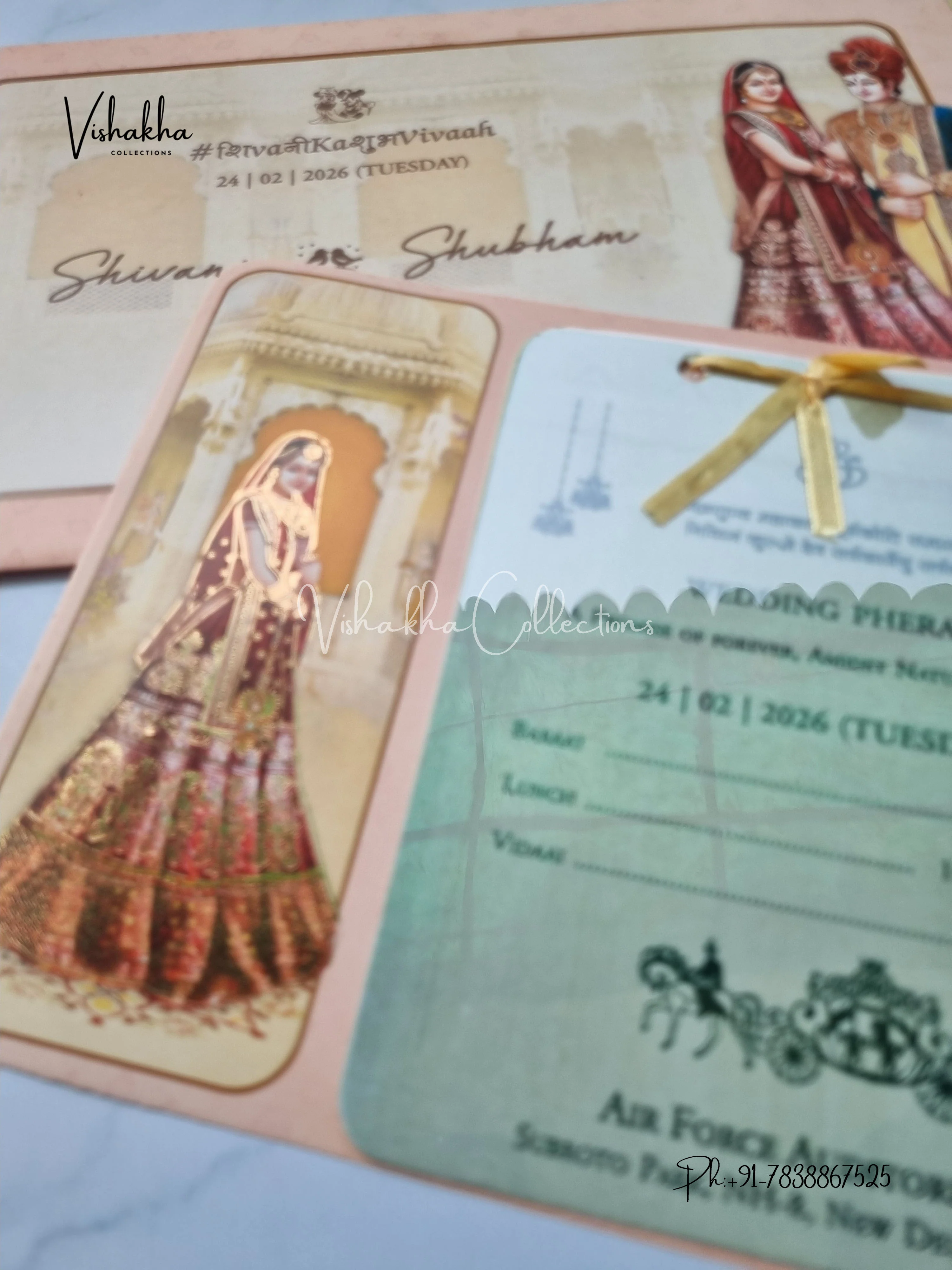 Dulah Dulhan Hindu Sikh invitation Cards ATS-3190 - Image 2