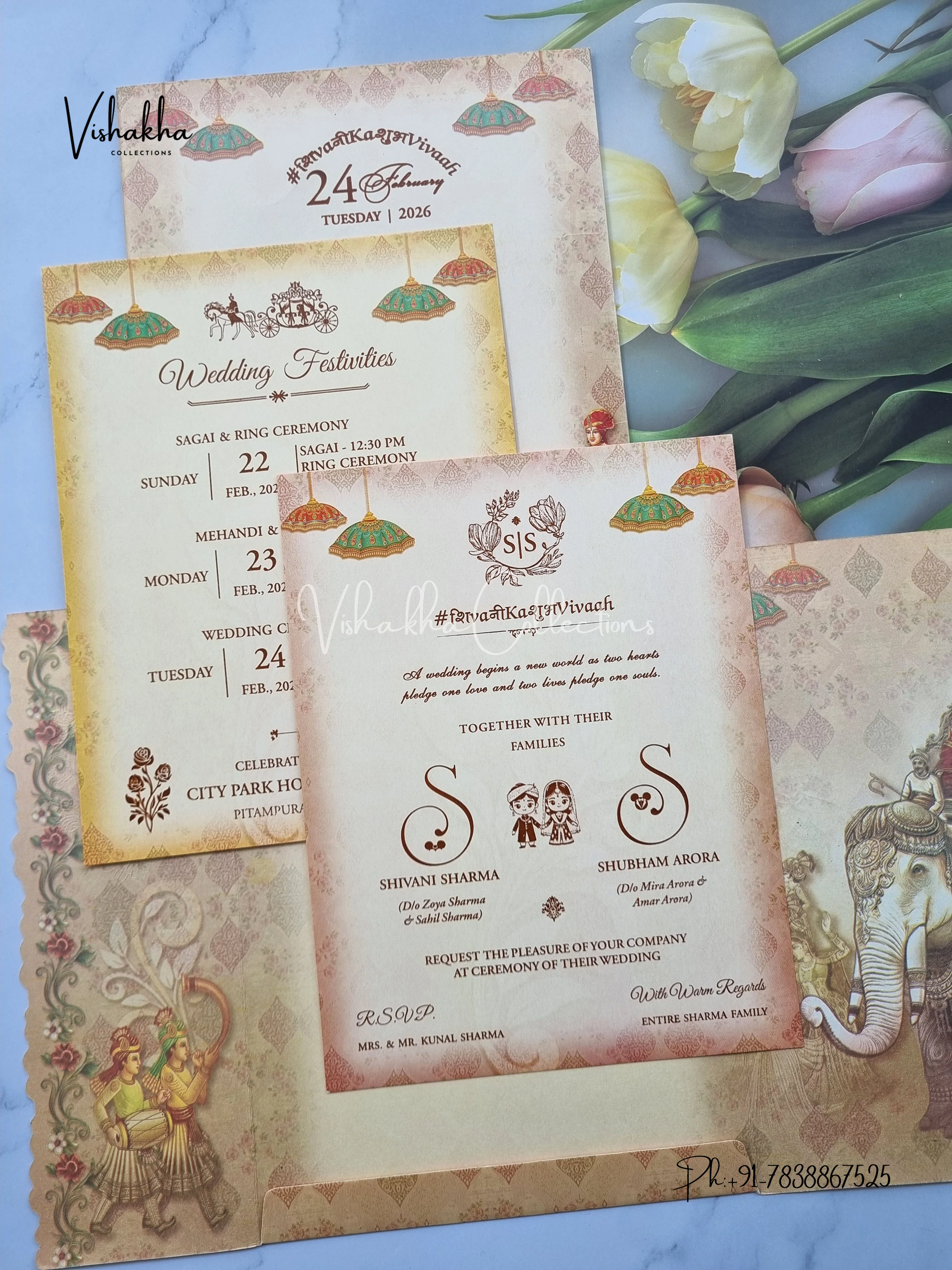 Dulah Dulhan Hindu Sikh invitation Cards ATS-9228 - Image 3