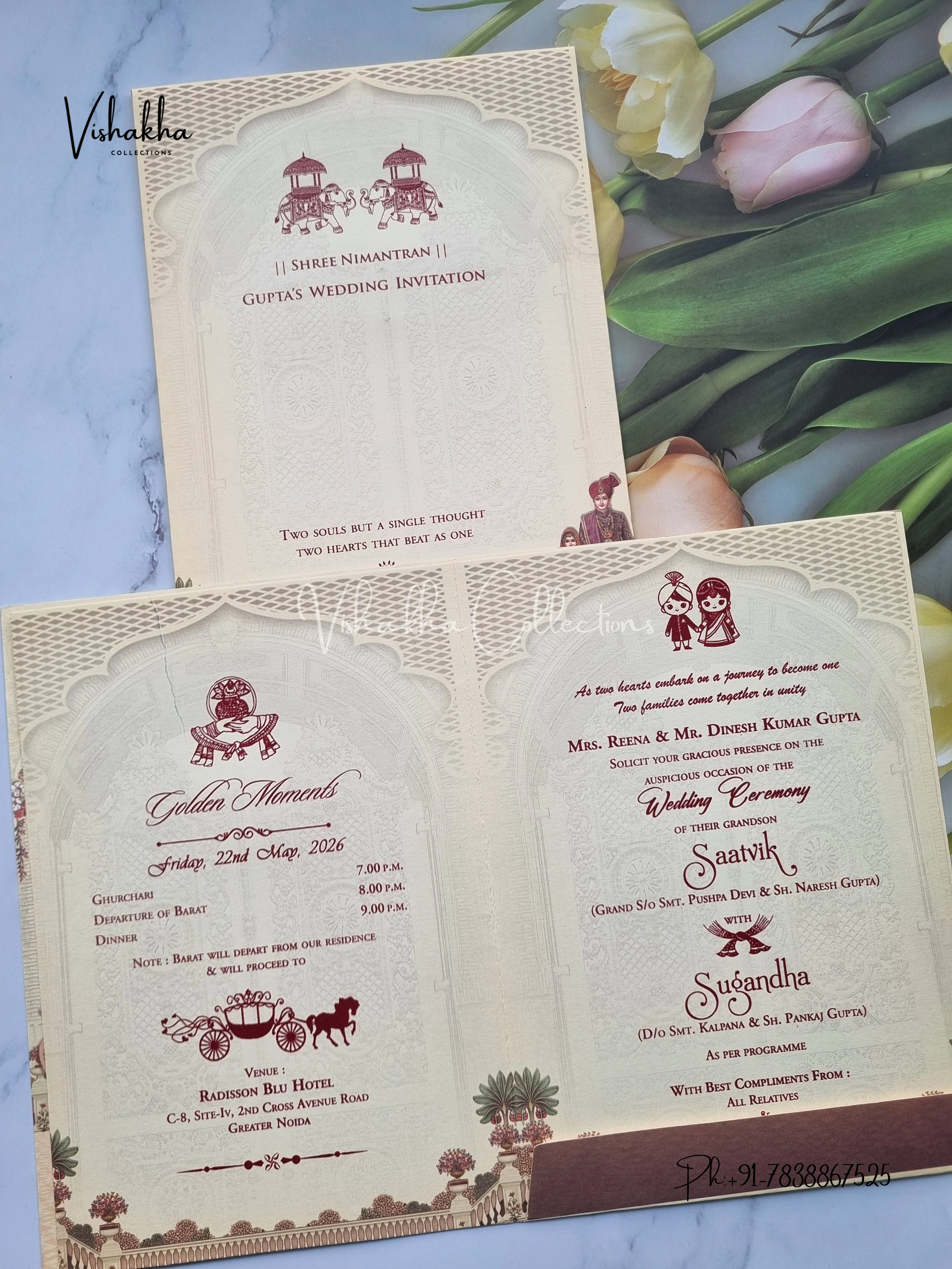 Dulah Dulhan Hindu Sikh invitation Cards CR-7027 - Image 3
