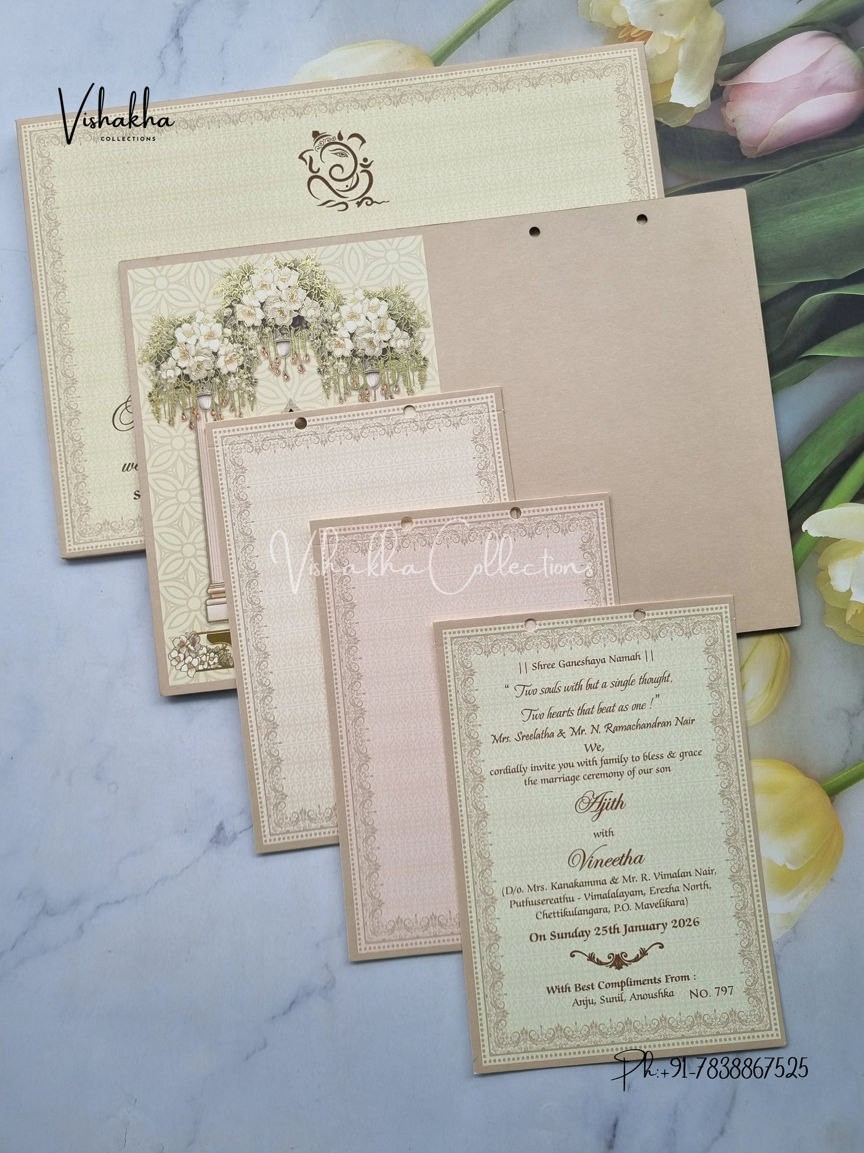 Dulah Dulhan Hindu Sikh MDF Board Laser Cut Colored invitation Cards LN-797 - Image 3