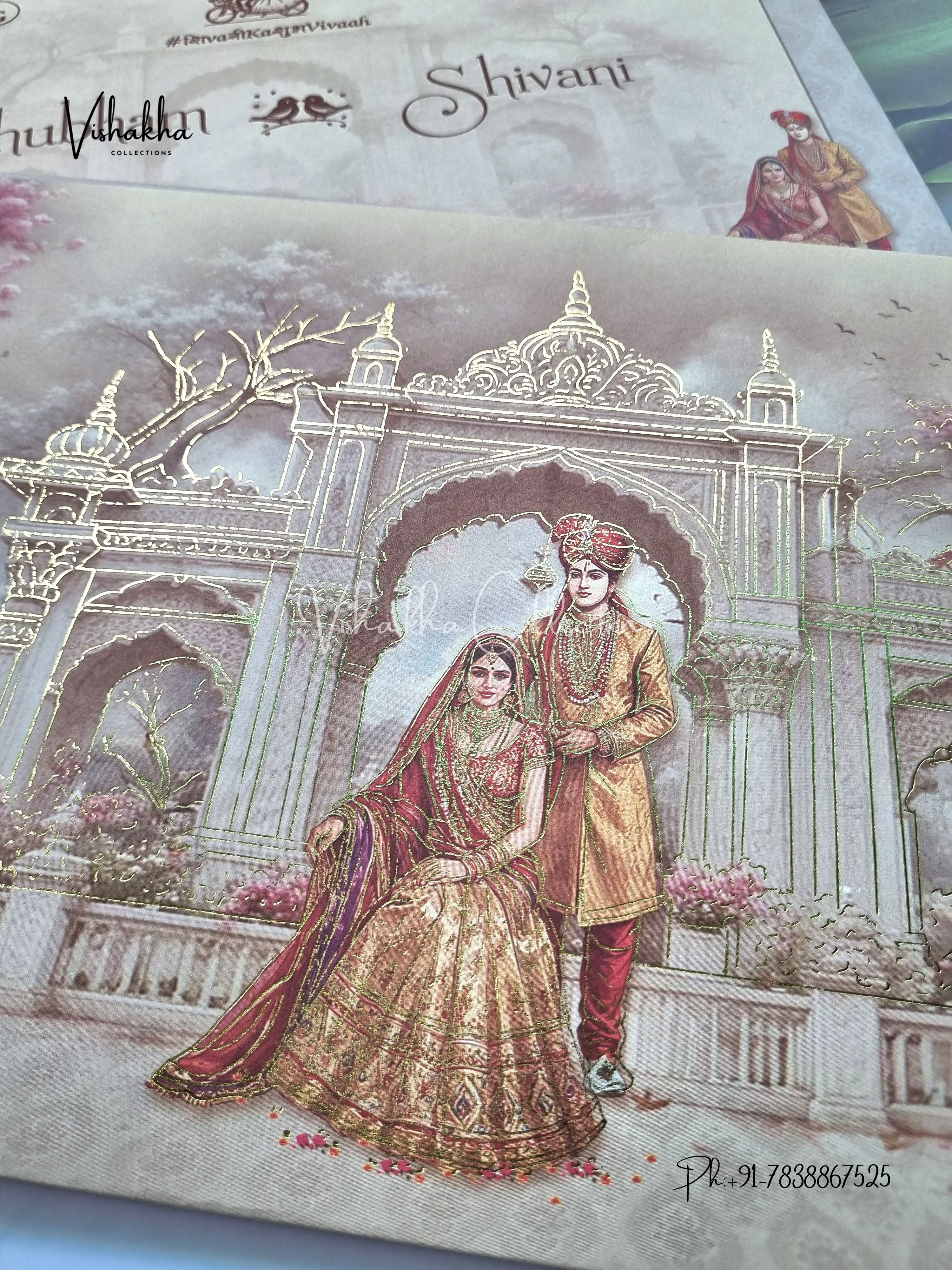 Dulah Dulhan Hindu Sikh Padded invitation Cards ATS-221 - Image 2