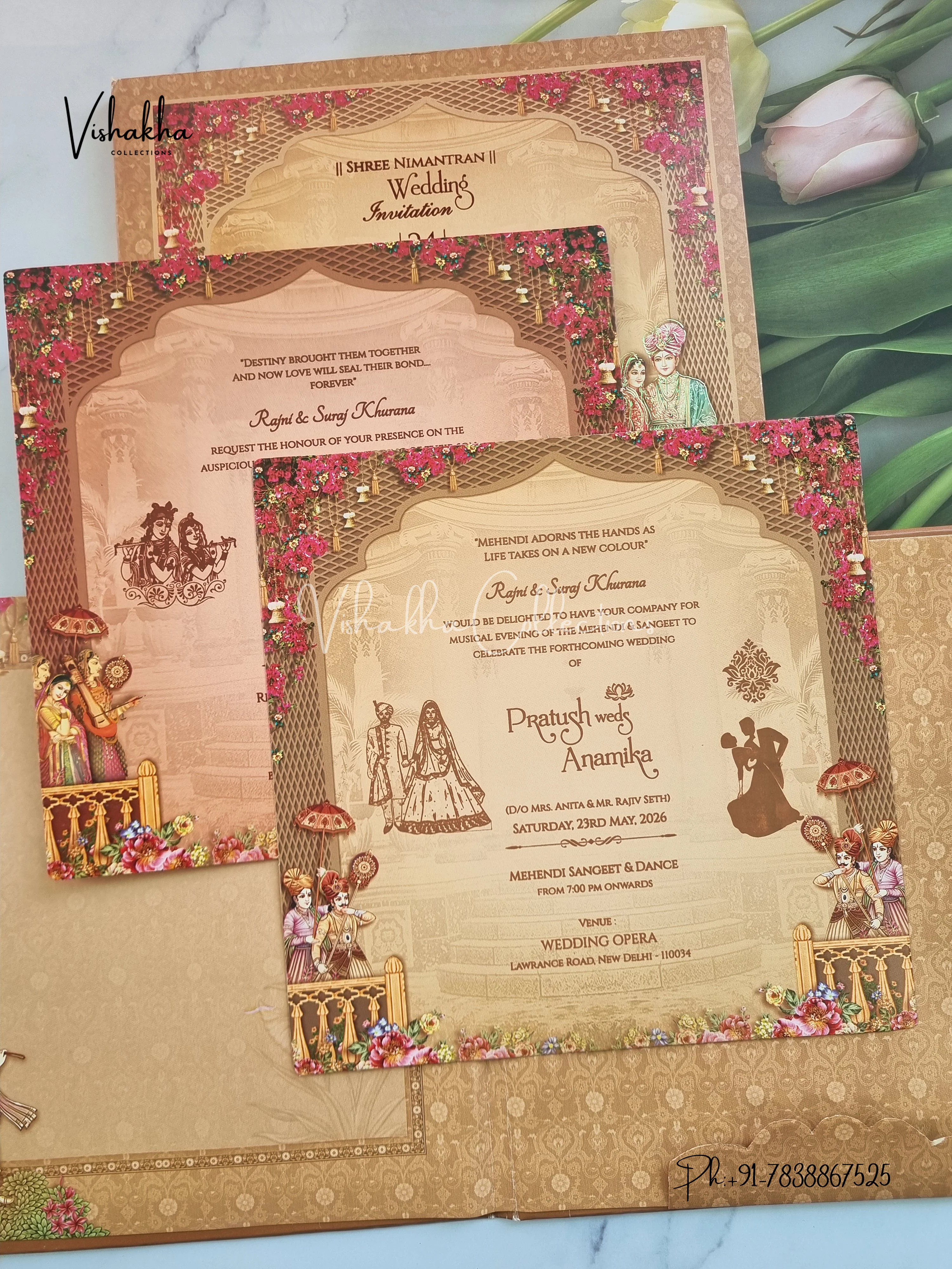Dulah Dulhan Hindu Sikh Padded invitation Cards CR-7085 - Image 3