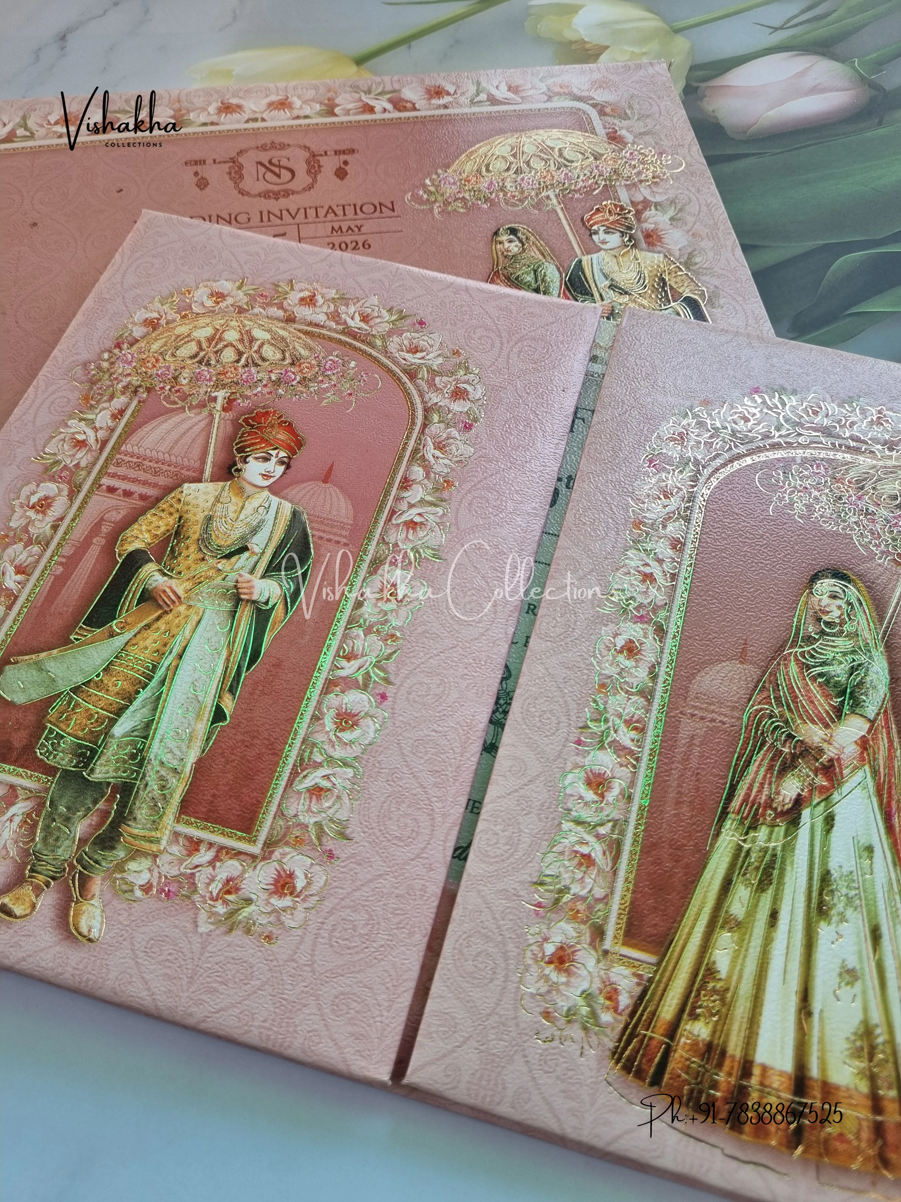Dulah Dulhan Hindu Sikh Padded invitation Cards CR-7088 - Image 2