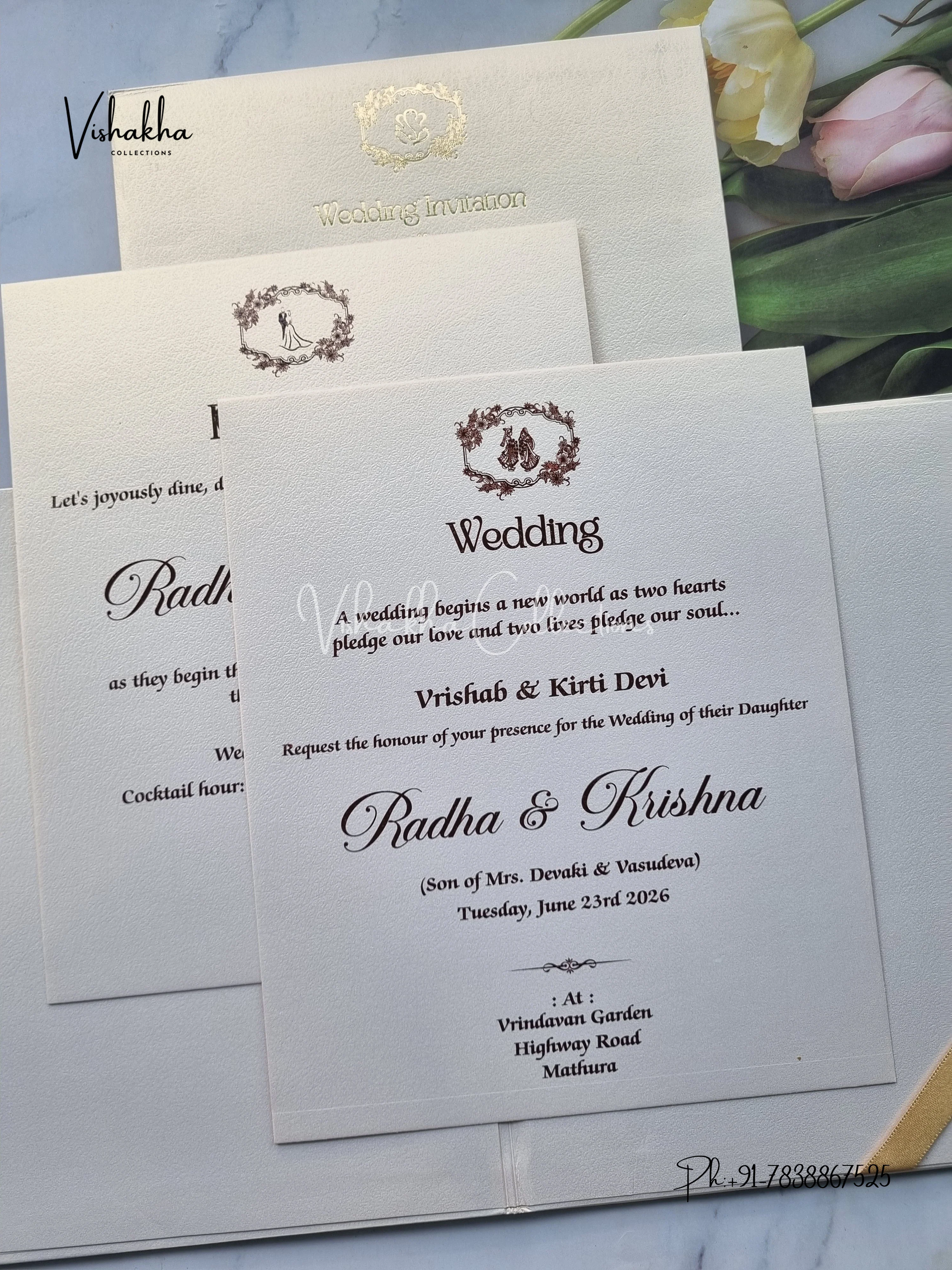 Flower Hindu Muslim Christian Jain Sikh Padded MDF Board Laser Cut invitation Cards SN-150 - Image 3