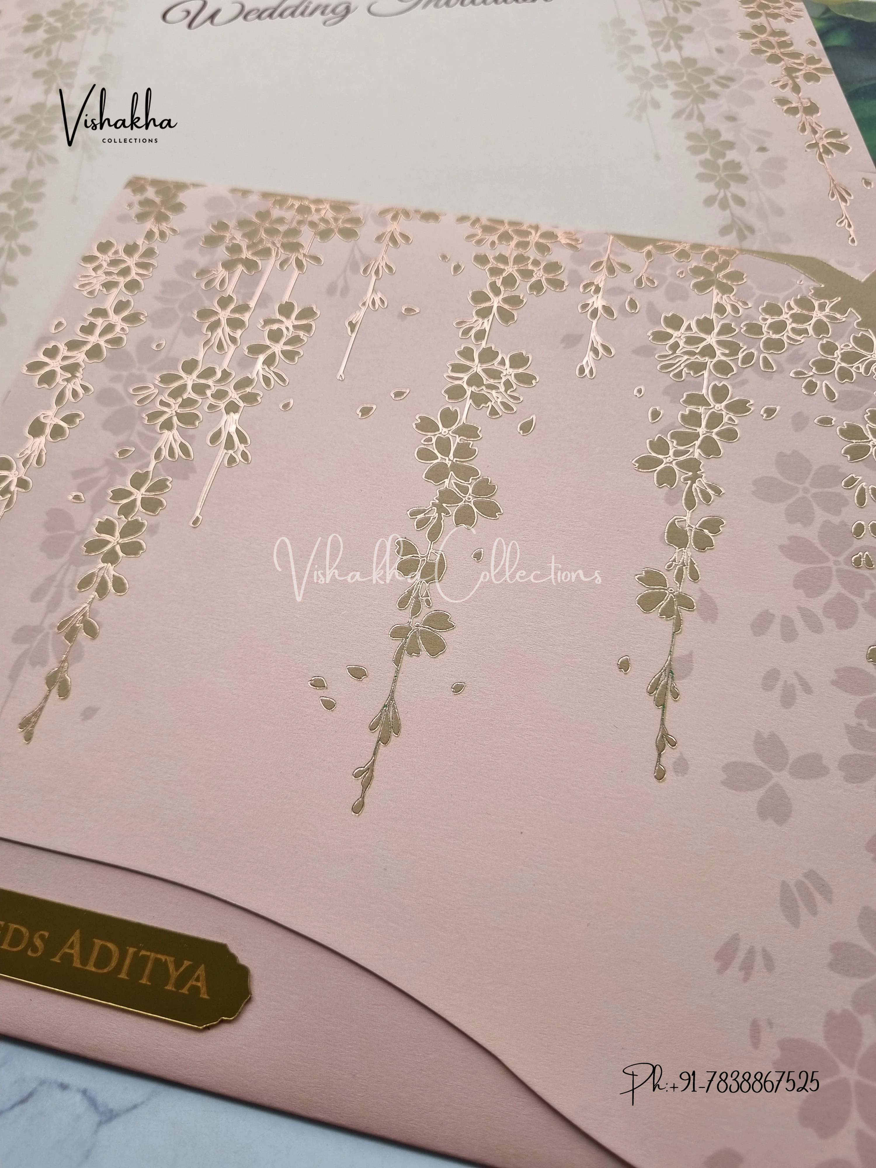 Flower Hindu Muslim Christian Sikh Colored invitation Cards LN-894 - Image 2