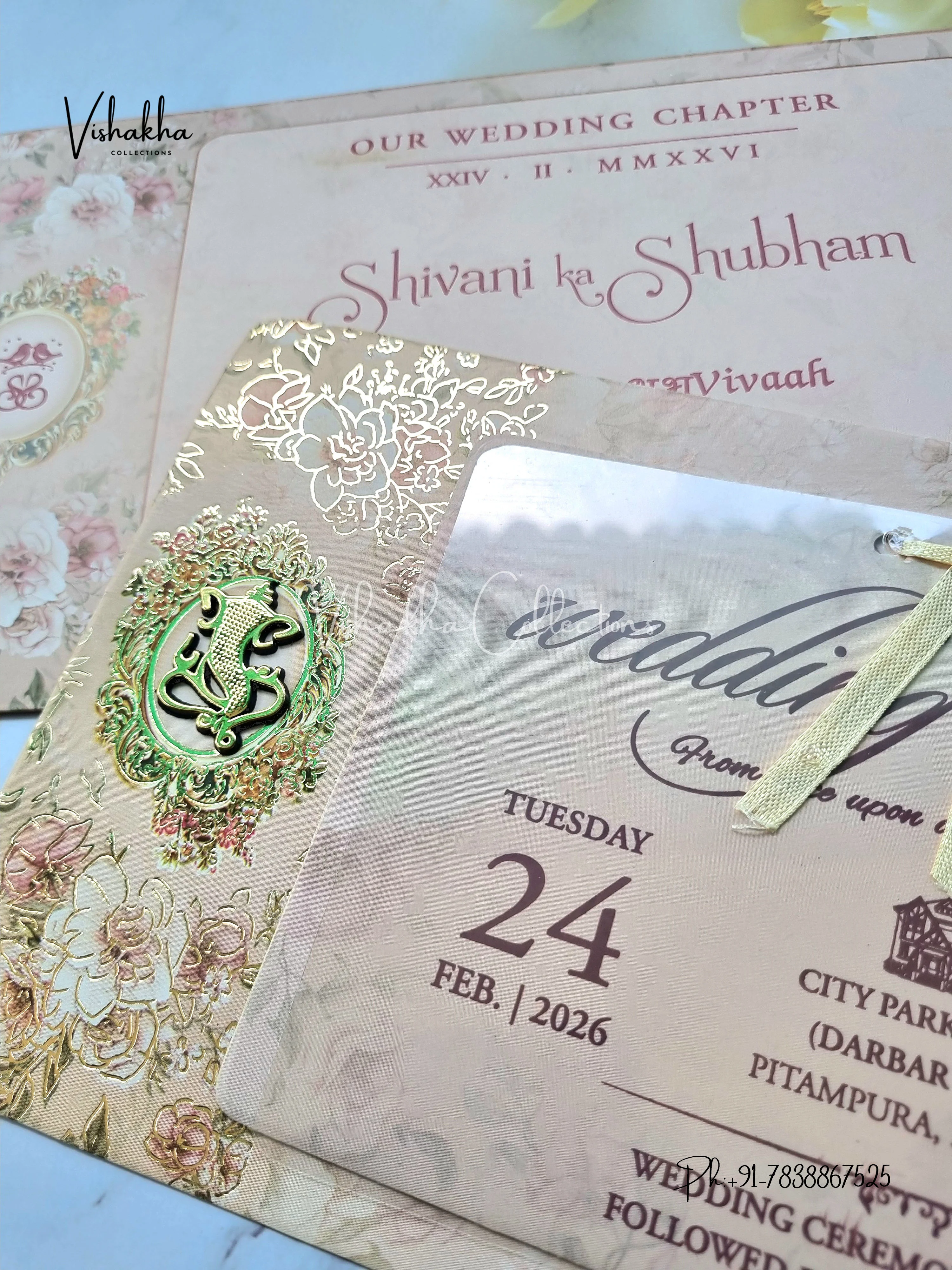 Flower Hindu Muslim Christian Sikh invitation Cards ATS-4205 - Image 2