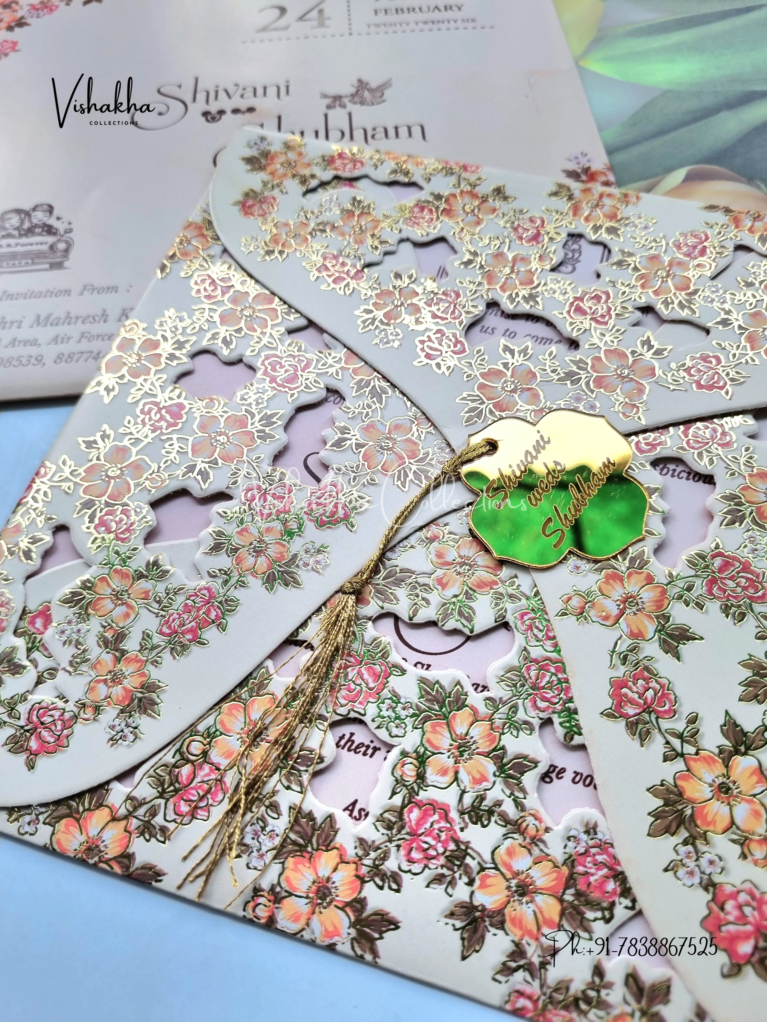 Flower Hindu Muslim Christian Sikh invitation Cards ATS-5275 - Image 2