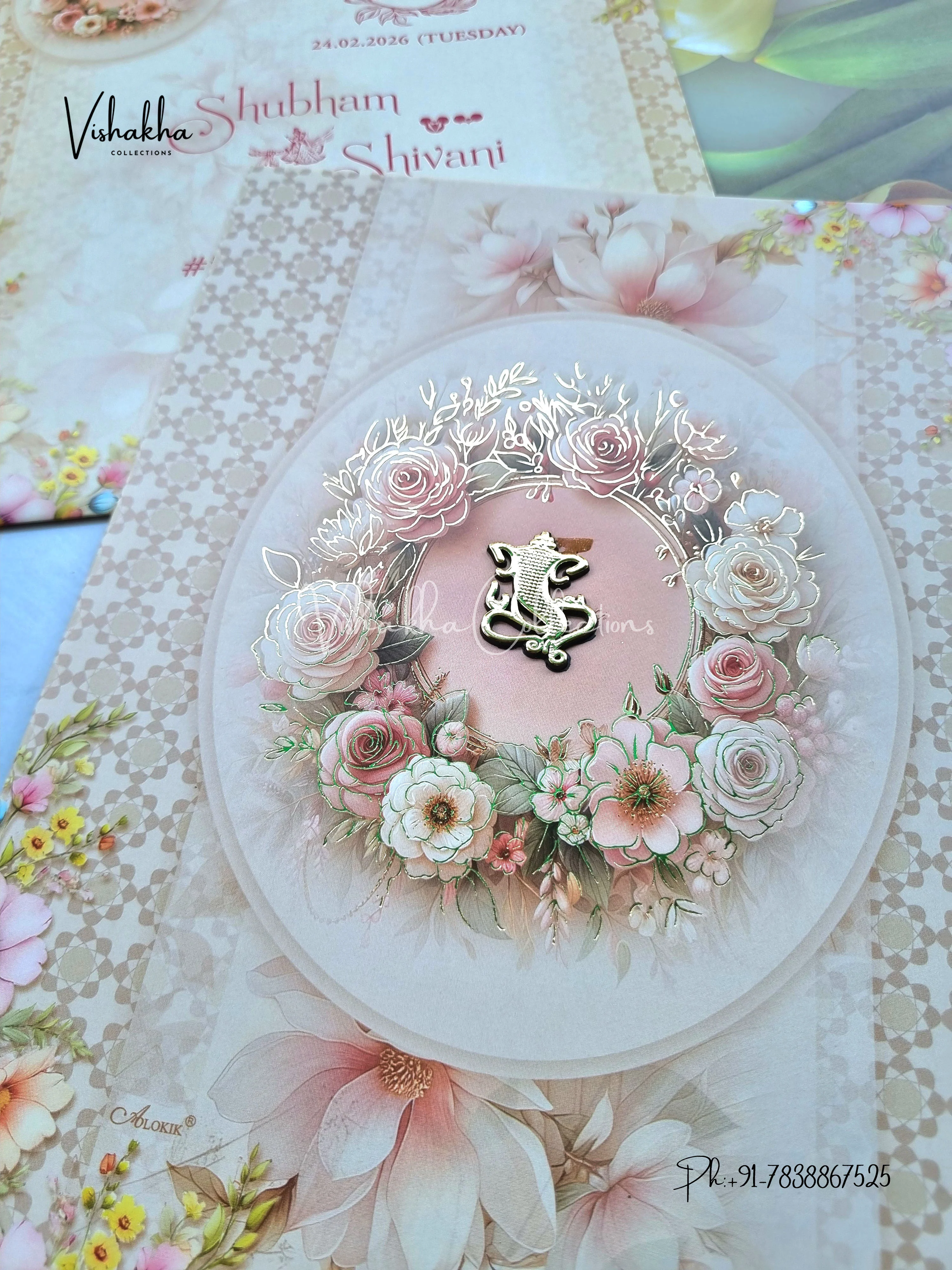 Flower Hindu Muslim Christian Sikh invitation Cards ATS-9211 - Image 2