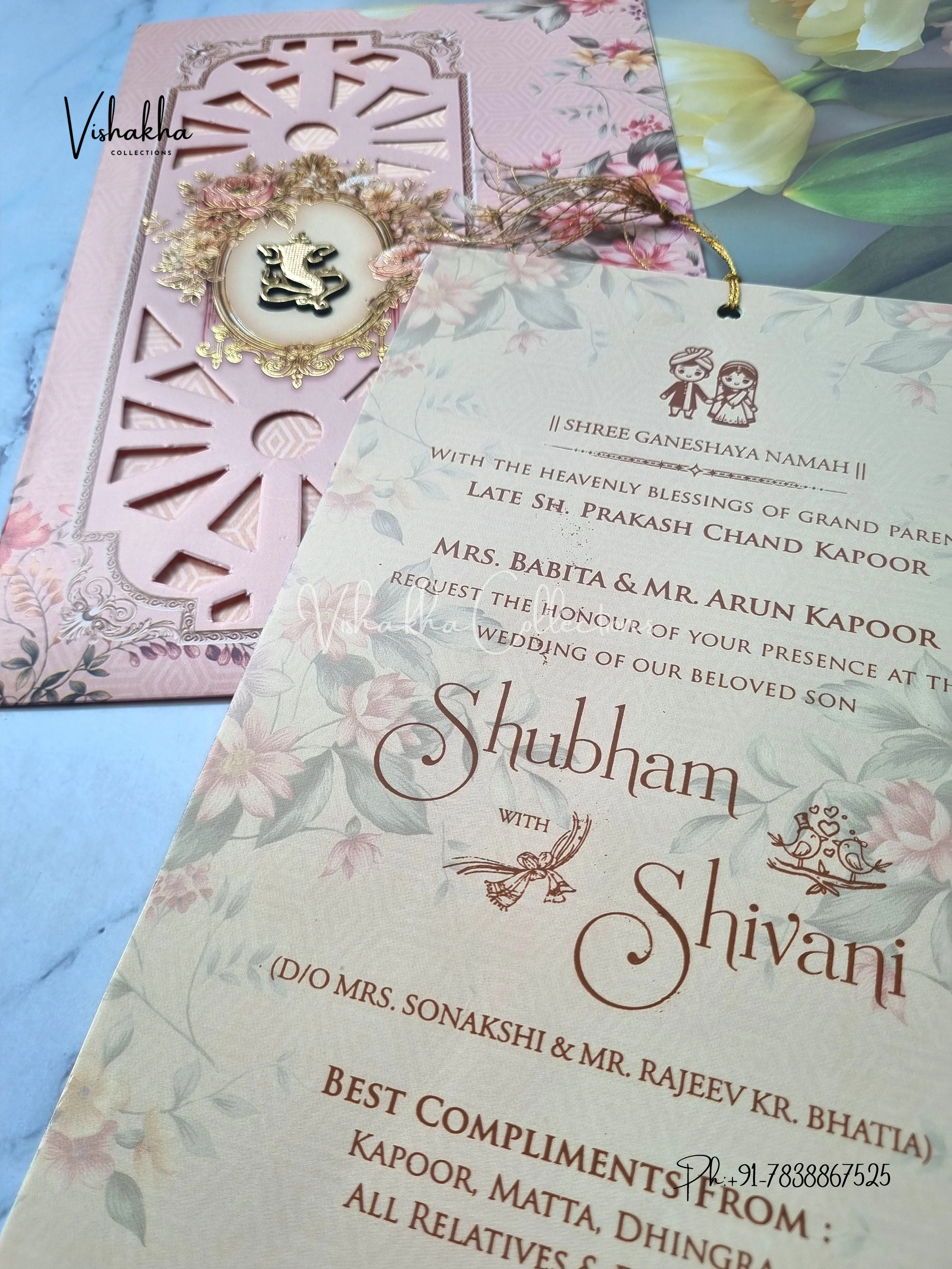 Flower Hindu Muslim Christian Sikh invitation Cards ATS-9218 - Image 2
