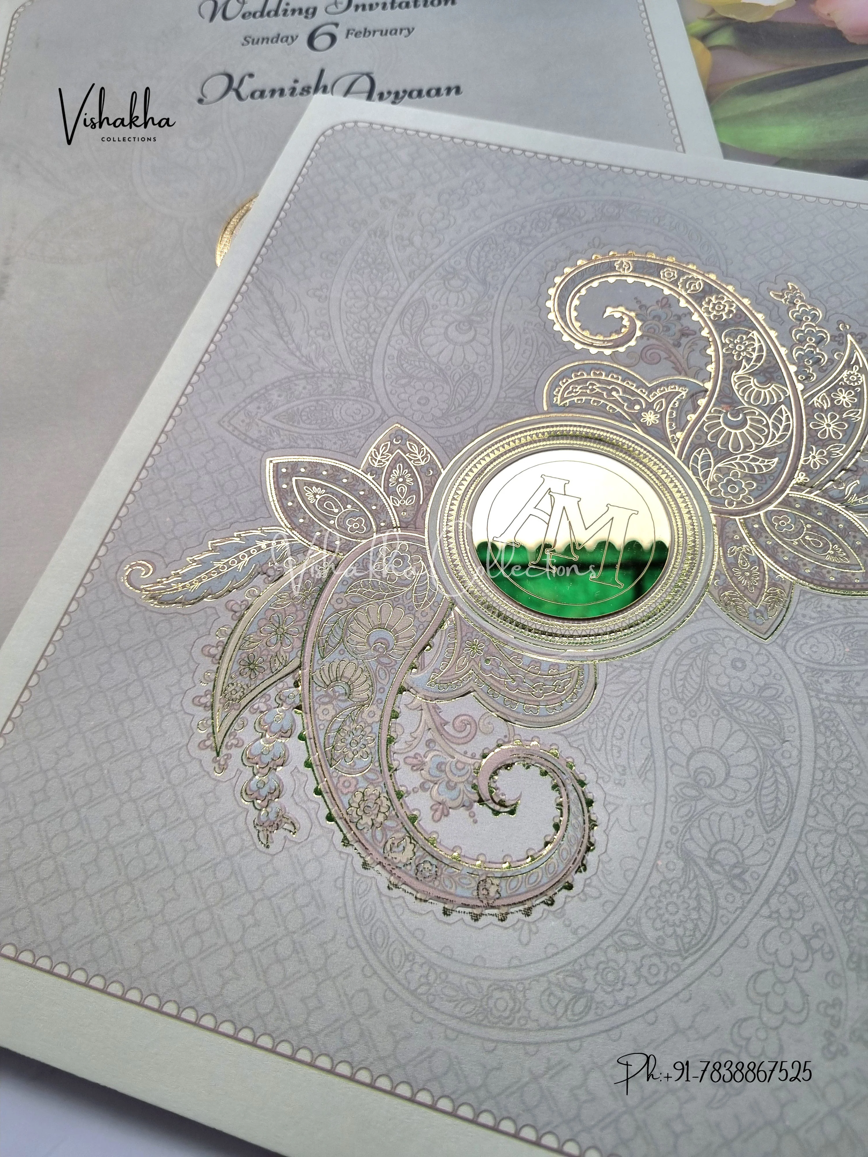 Flower Hindu Muslim Christian Sikh invitation Cards EJ-5096 - Image 2