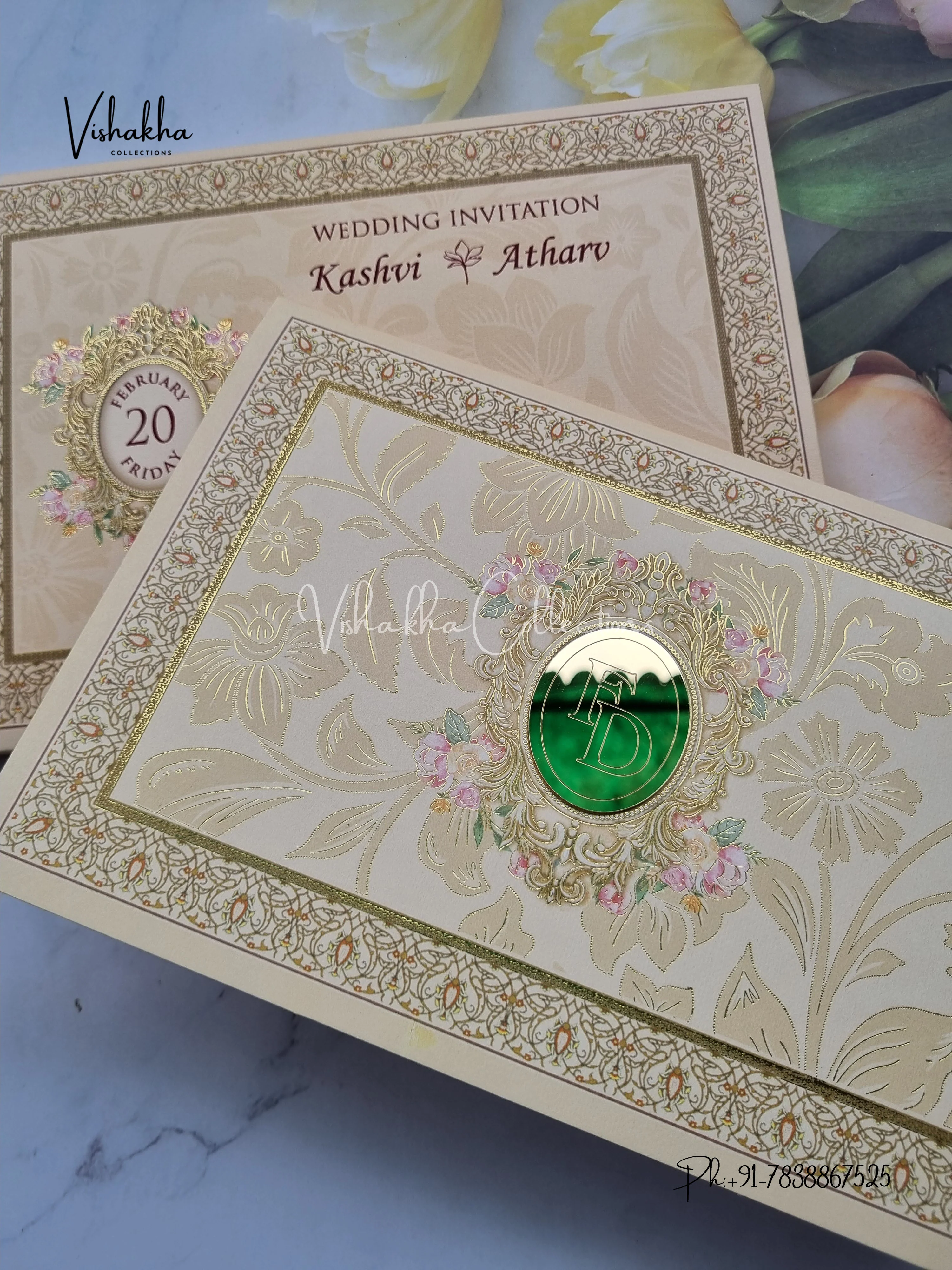 Flower Hindu Muslim Christian Sikh invitation Cards EJ-5167 - Image 2