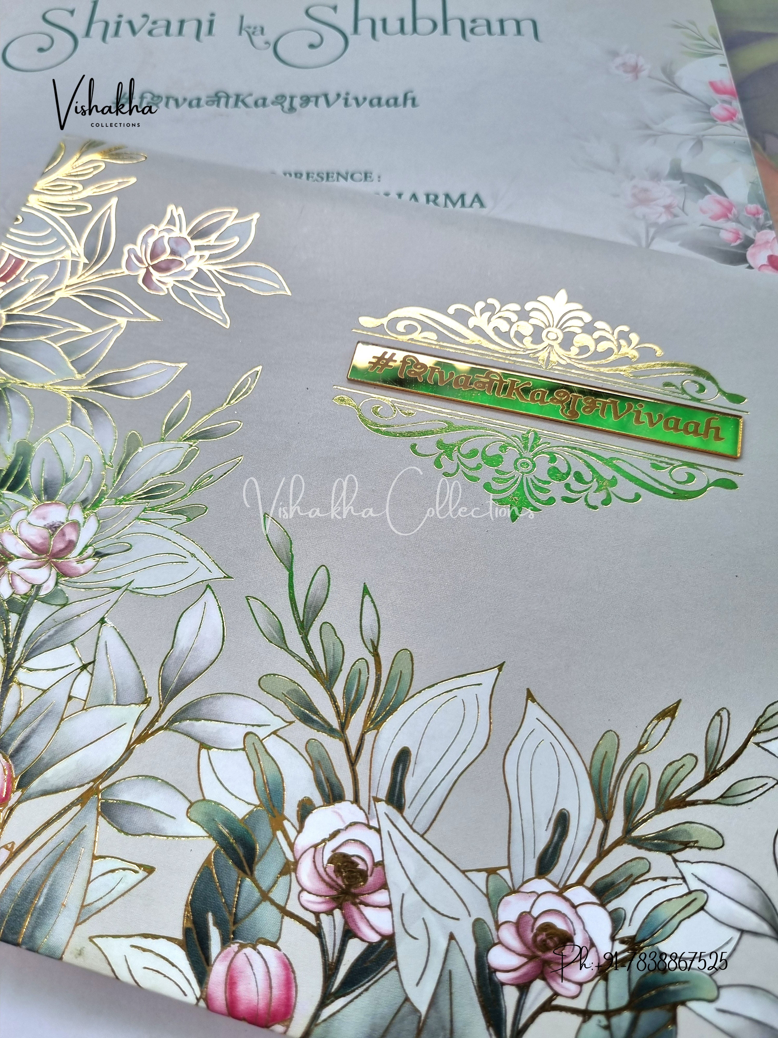 Flower Hindu Muslim Christian Sikh Padded invitation Cards ATS-209 - Image 2