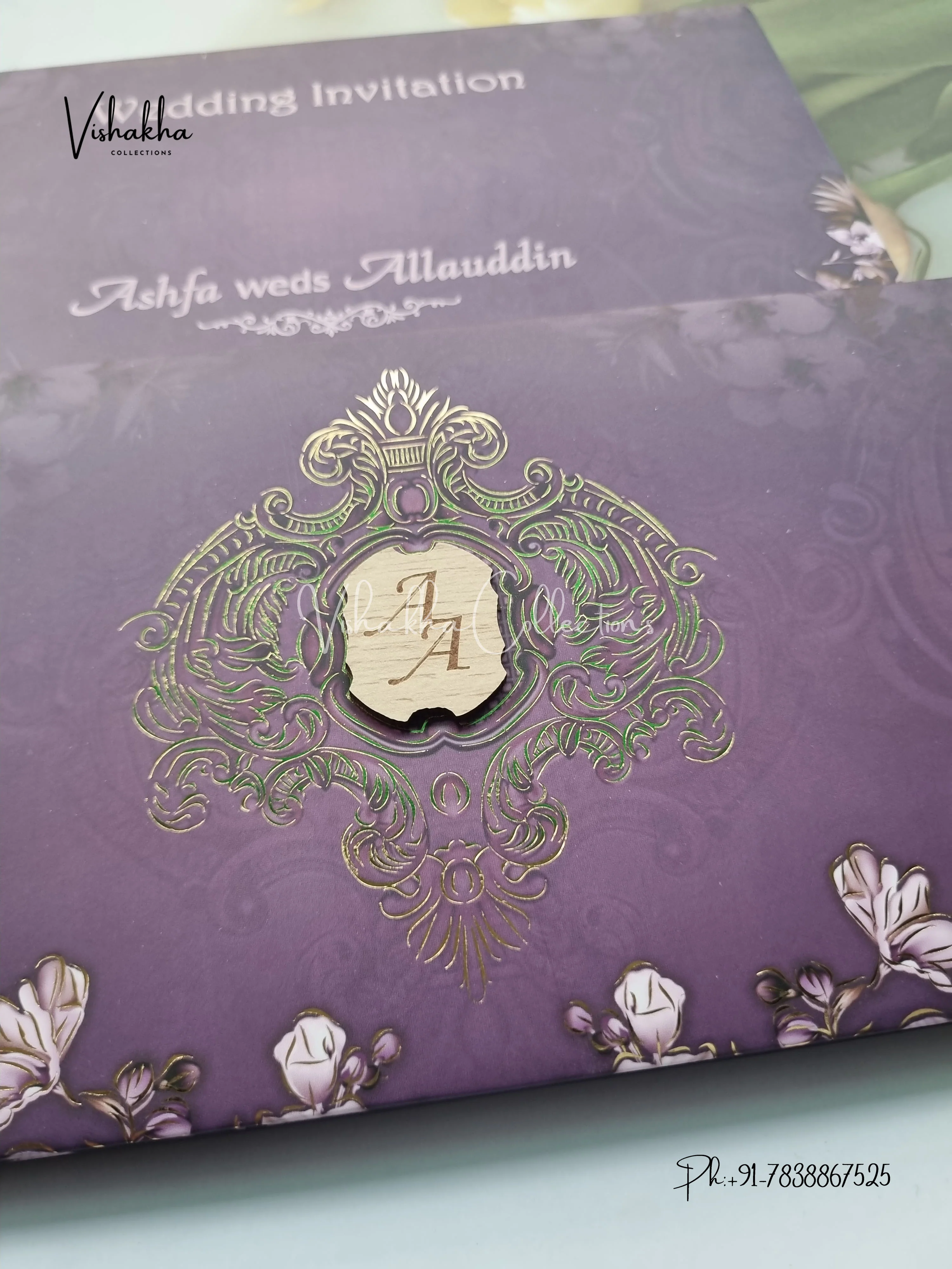 Flower Hindu Muslim Christian Sikh Padded invitation Cards VN-745 - Image 2