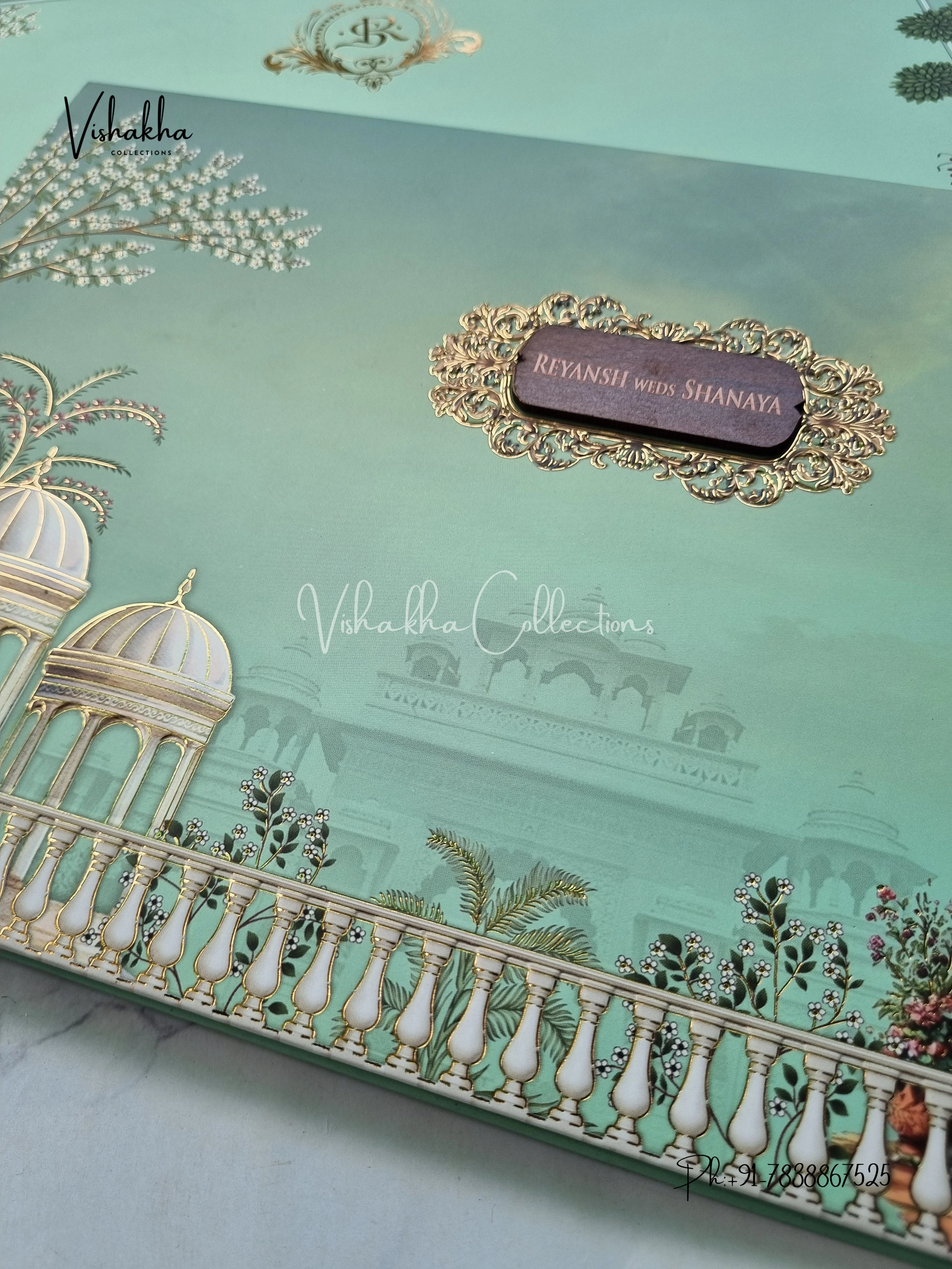 Flower Hindu Muslim Christian Sikh Padded invitation Cards VN-773 - Image 2