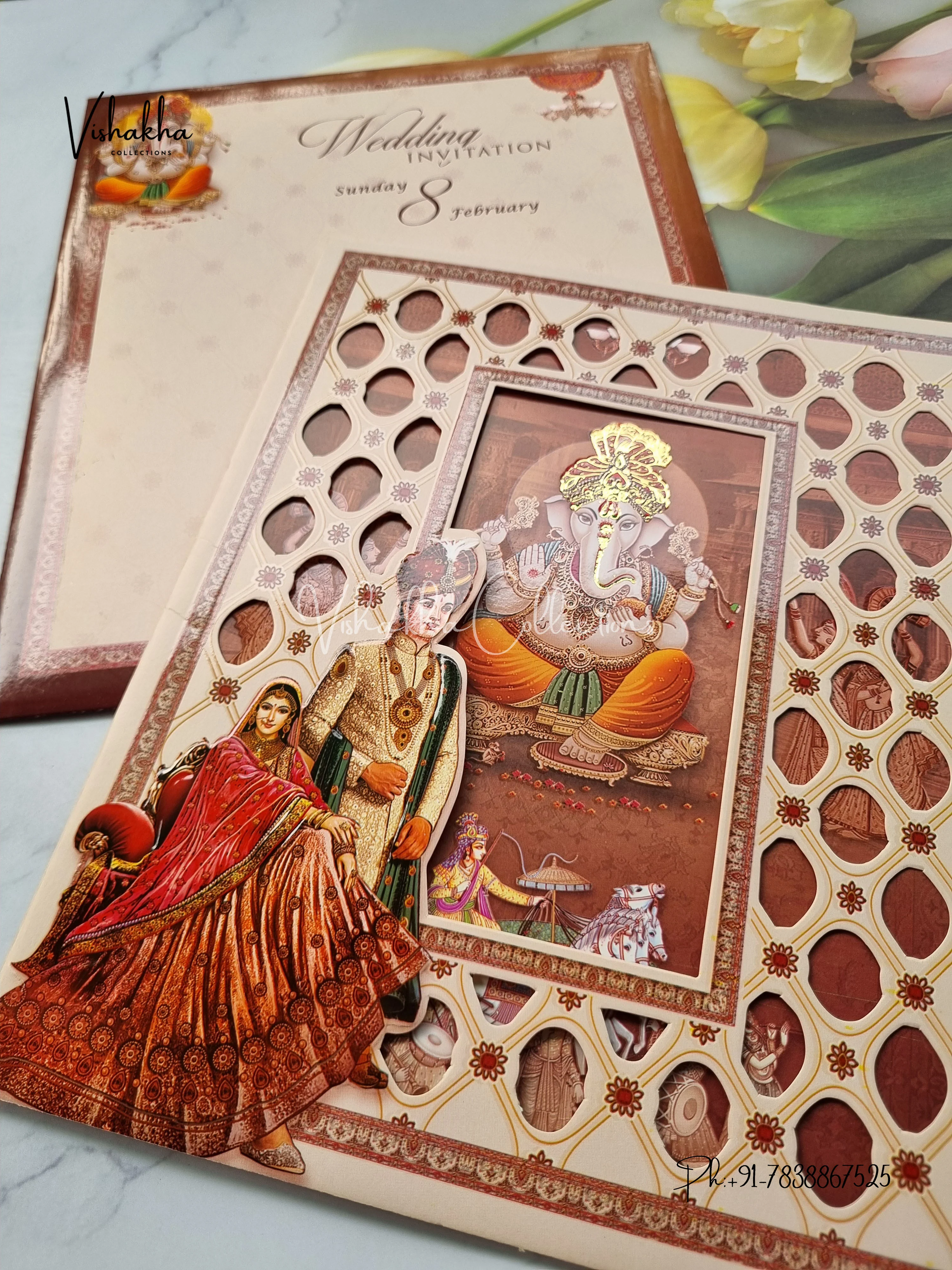Ganesh Ji Dulah Dulhan Hindu invitation Cards EJ-5068 - Image 2