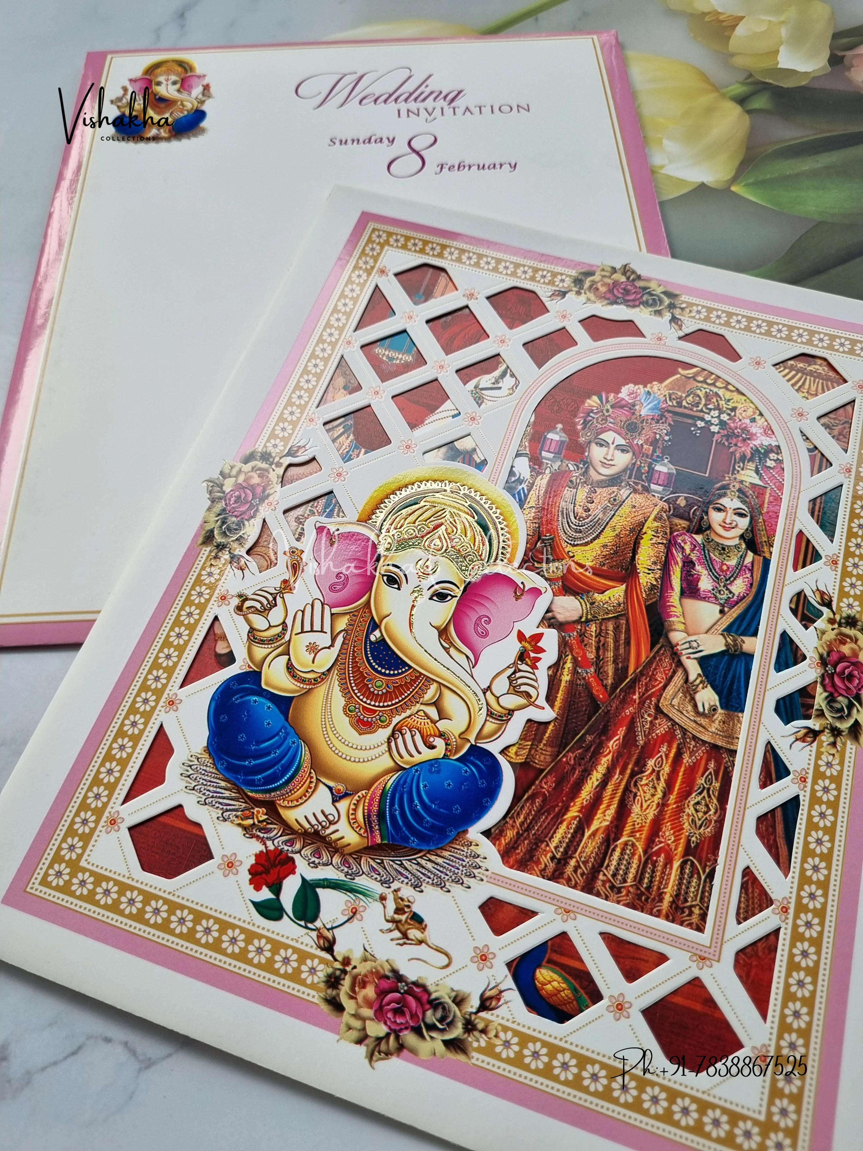 Ganesh Ji Dulah Dulhan Hindu invitation Cards EJ-5070 - Image 2