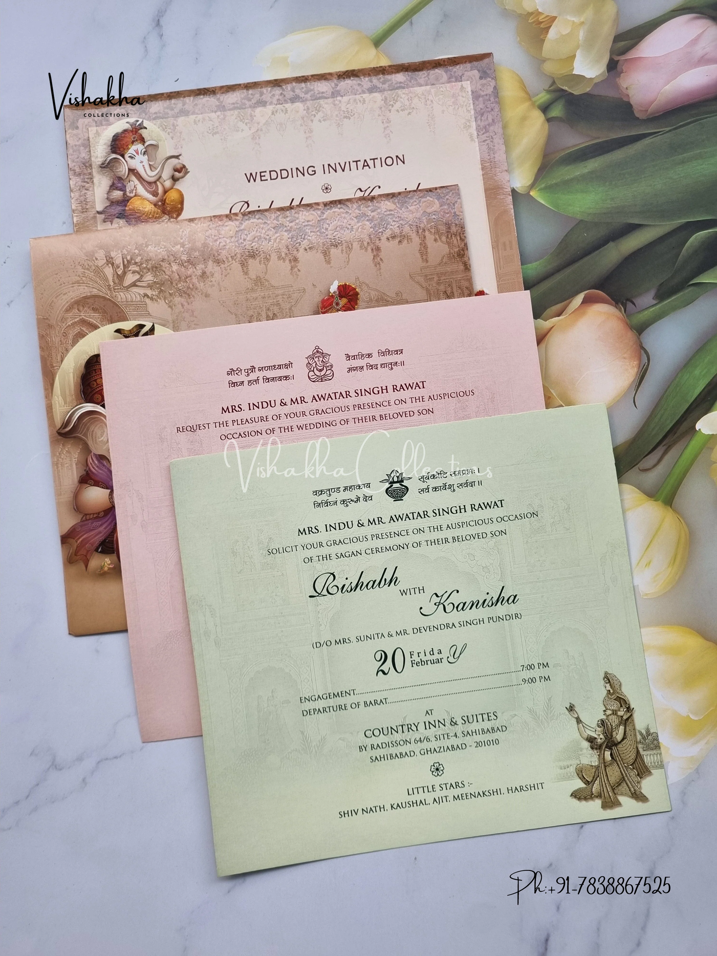 Ganesh Ji Dulah Dulhan Hindu invitation Cards EJ-5088 - Image 3