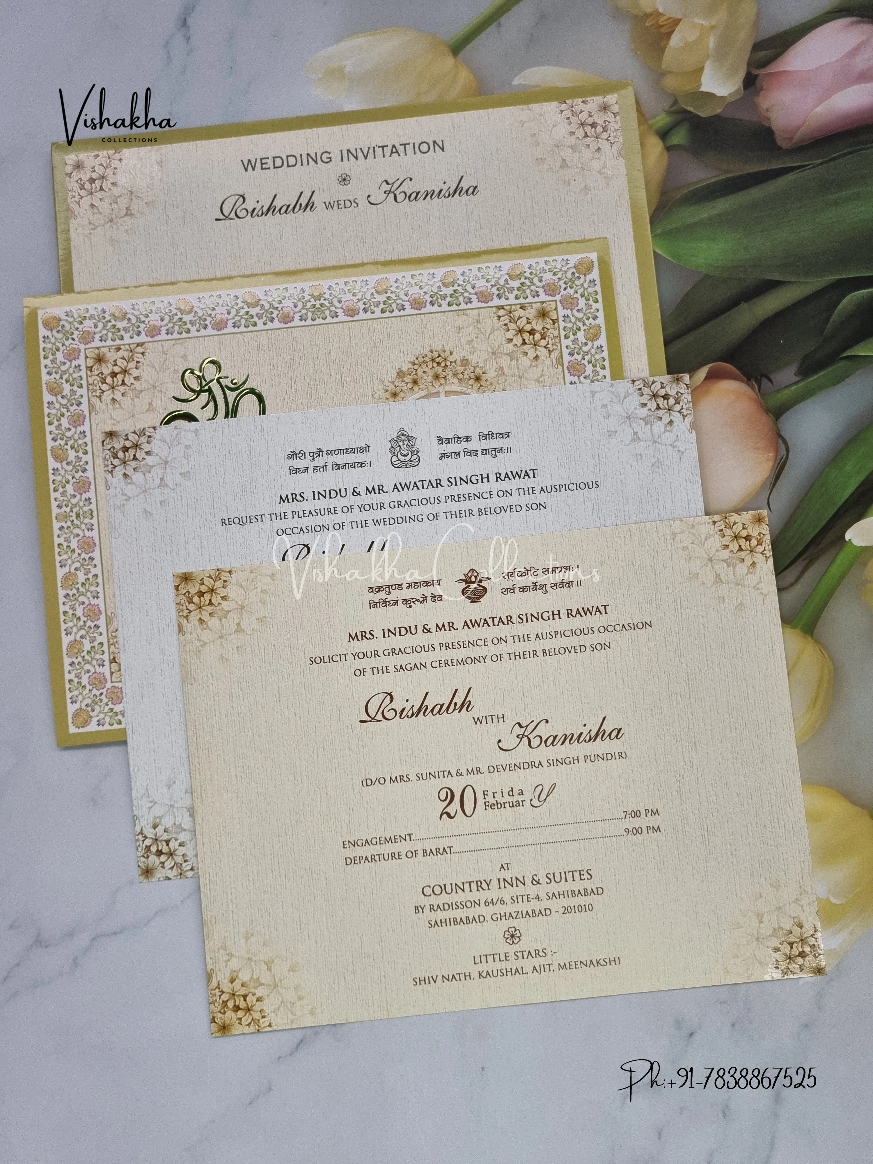 Ganesh Ji Dulah Dulhan Hindu invitation Cards EJ-5091 - Image 3