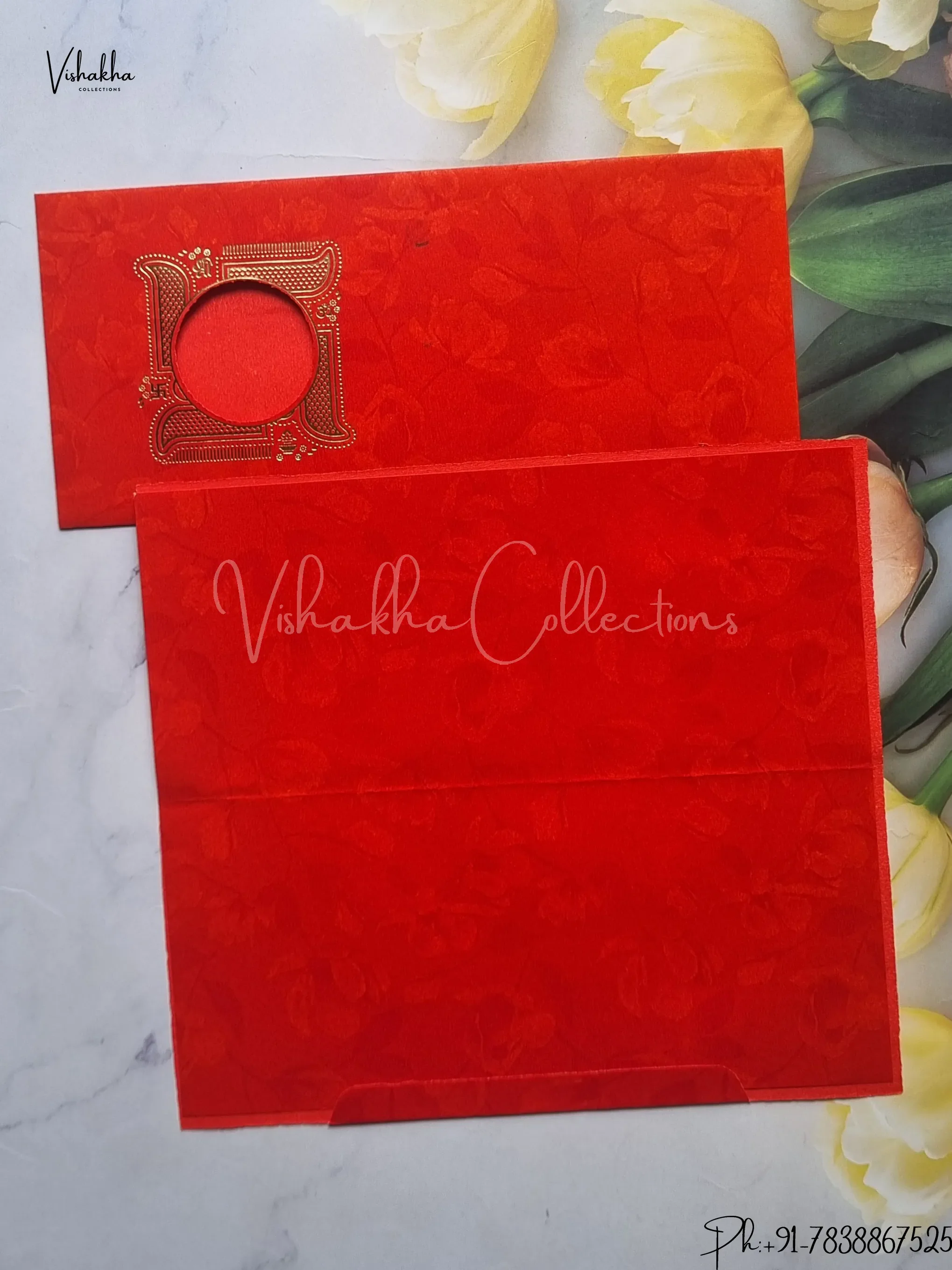 Ganesh Ji Hindu Red Colored wedding invitation Cards GS-50 - Image 2