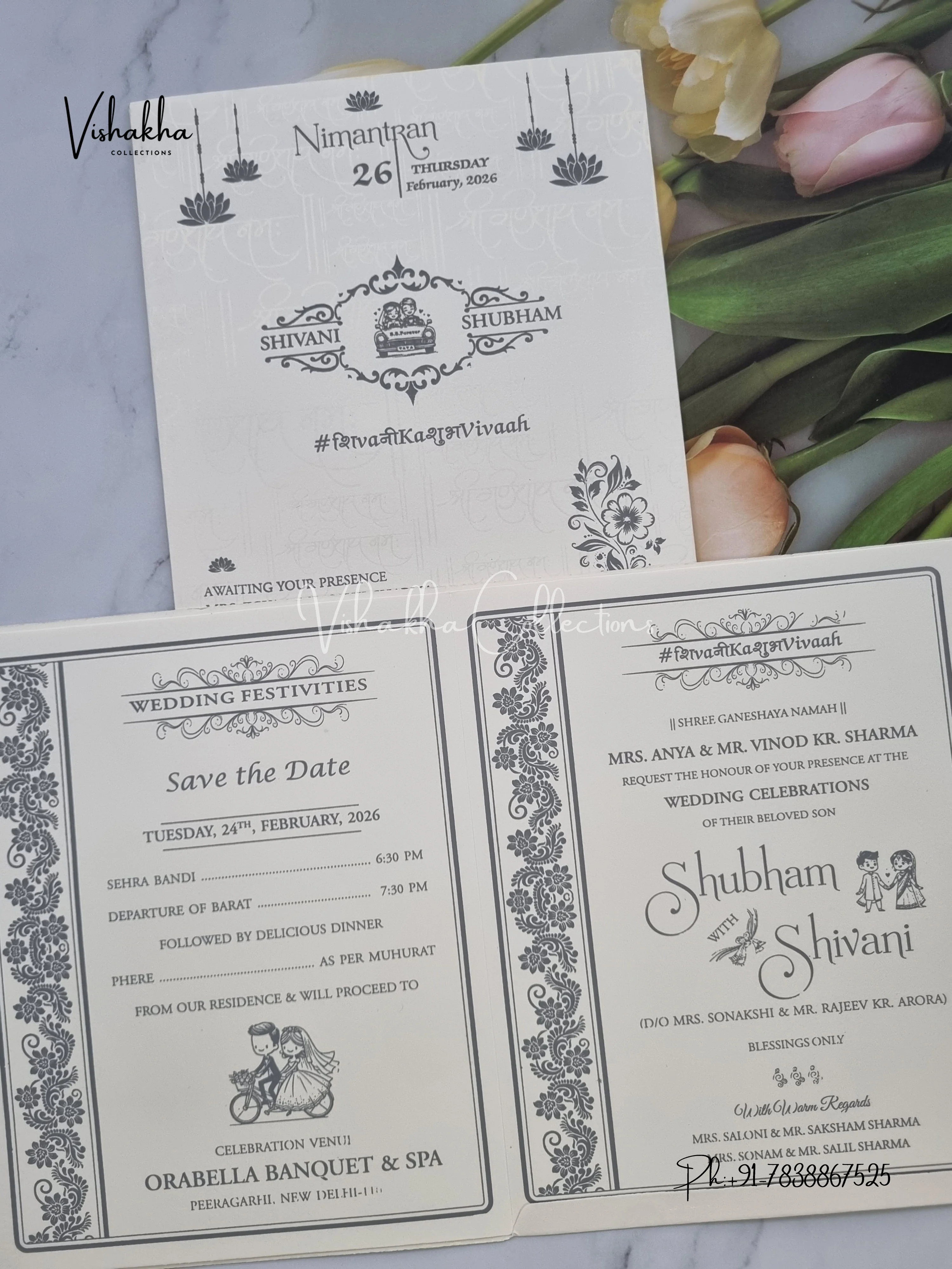 Ganesh Ji Hindu Sikh invitation Cards ATS-1625 - Image 3