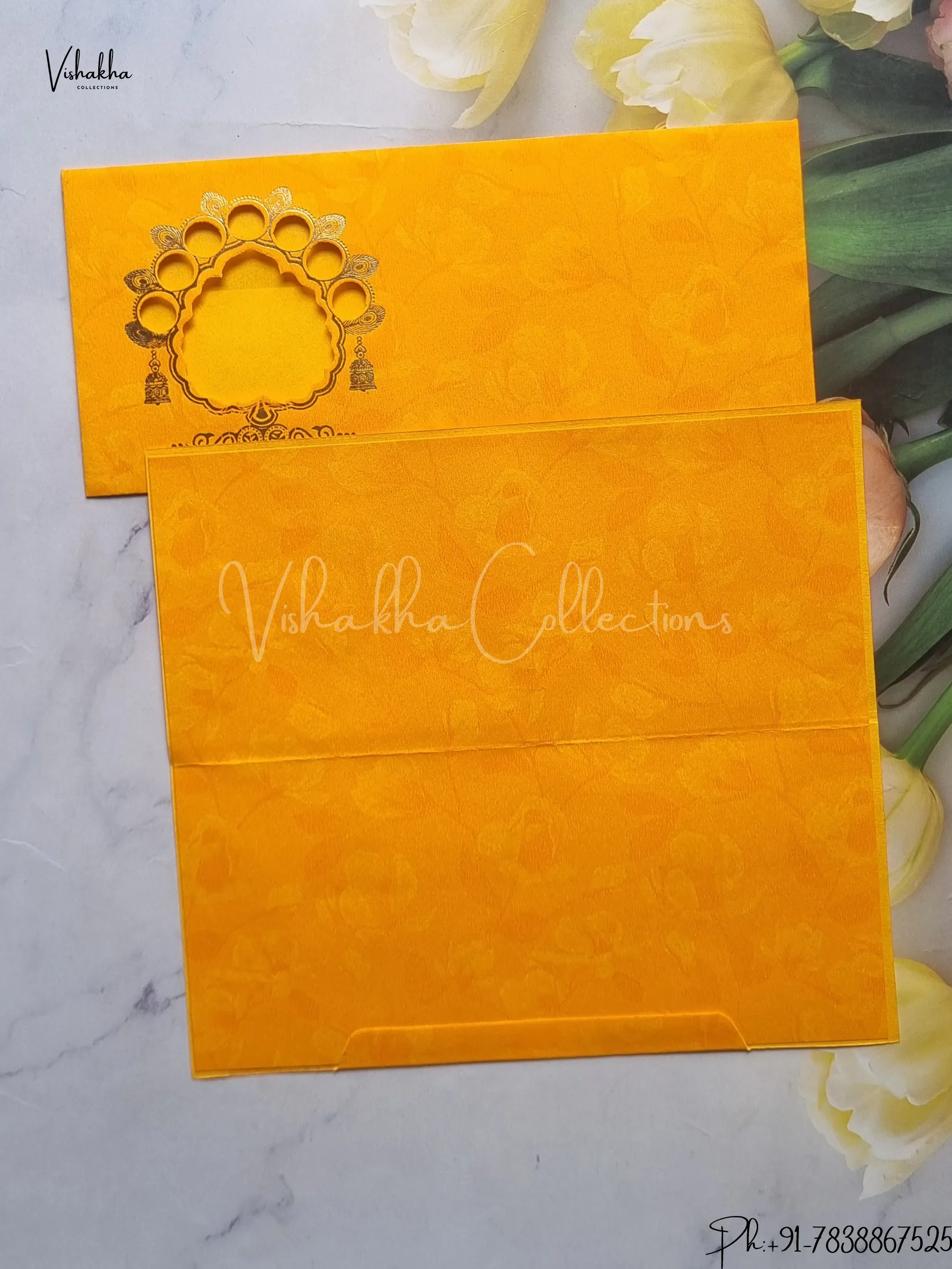 Ganesh Ji Hindu Yellow Colored wedding invitation Cards GS-54 - Image 2