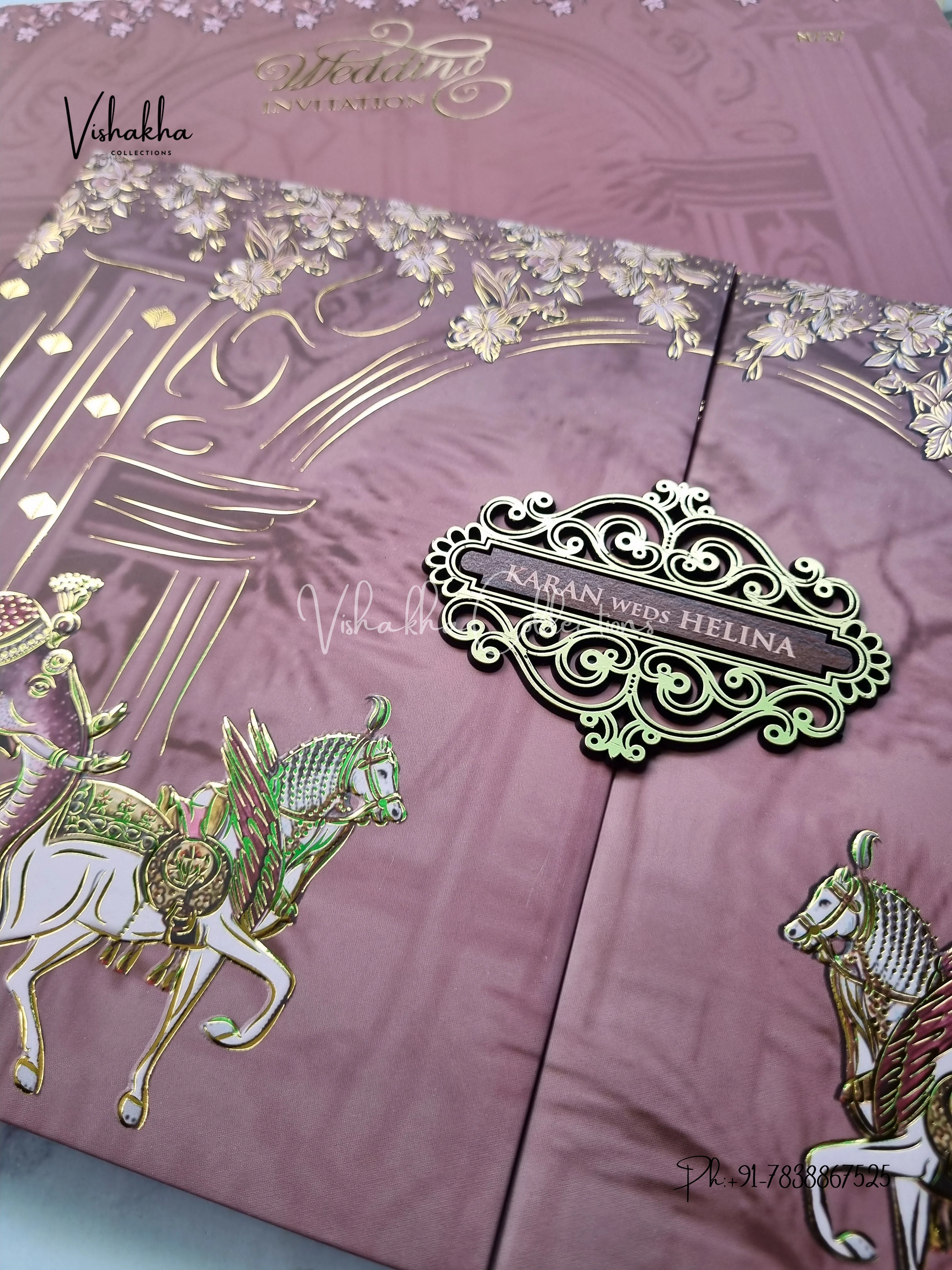 Hathi Double Door Hindu Sikh Padded invitation Cards VN-727 - Image 2