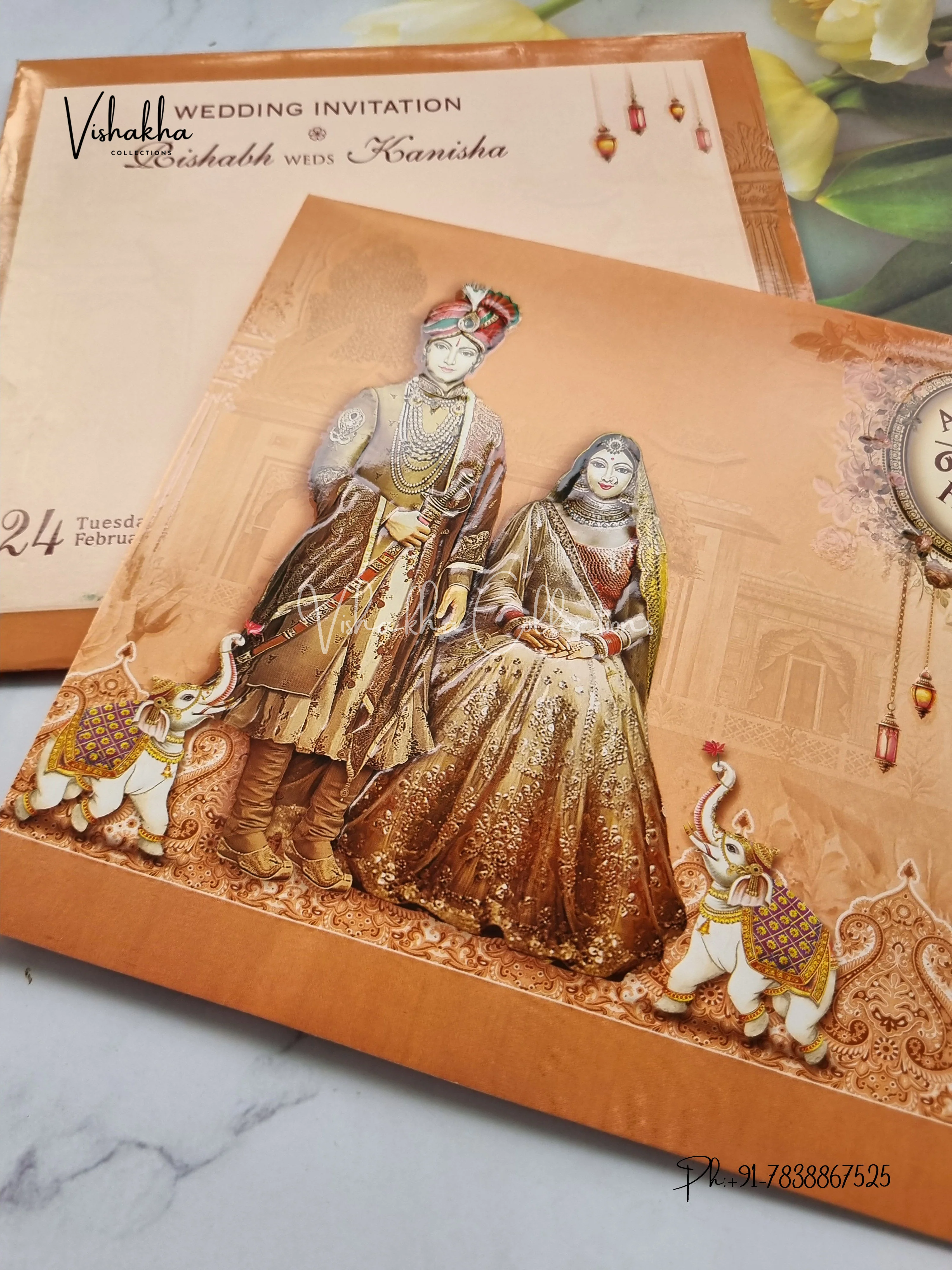 Hathi Dulah Dulhan Hindu invitation Cards EJ-5089 - Image 2