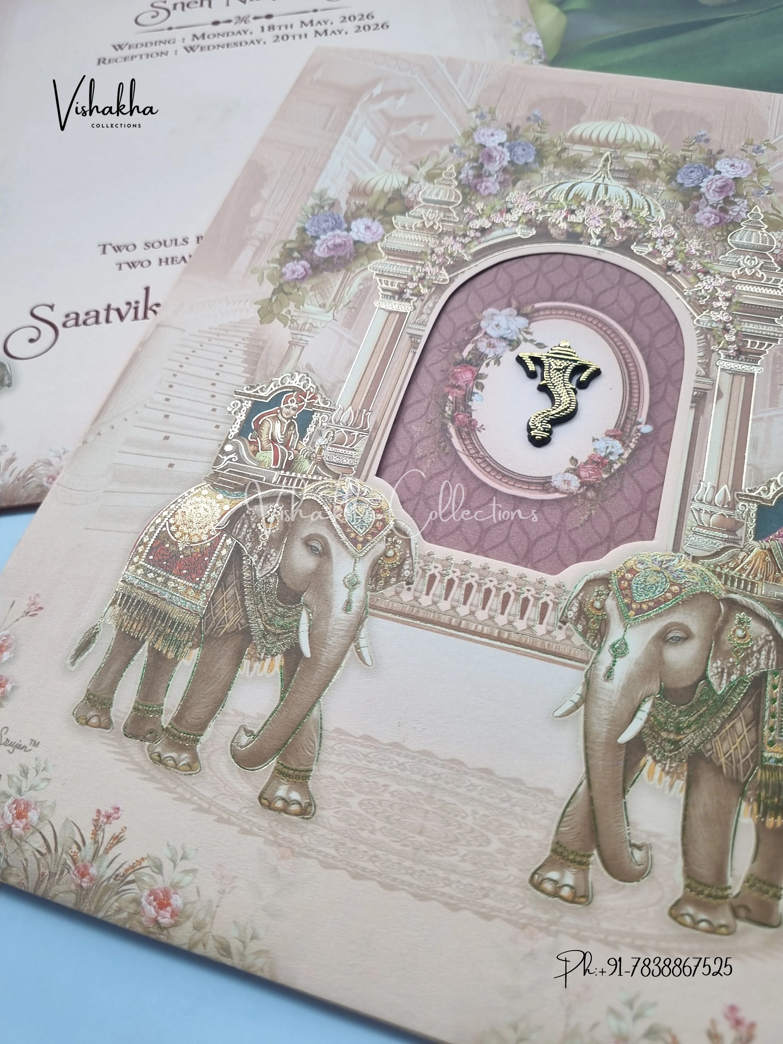 Hathi Dulah Dulhan Hindu Sikh invitation Cards CR-7030 - Image 2