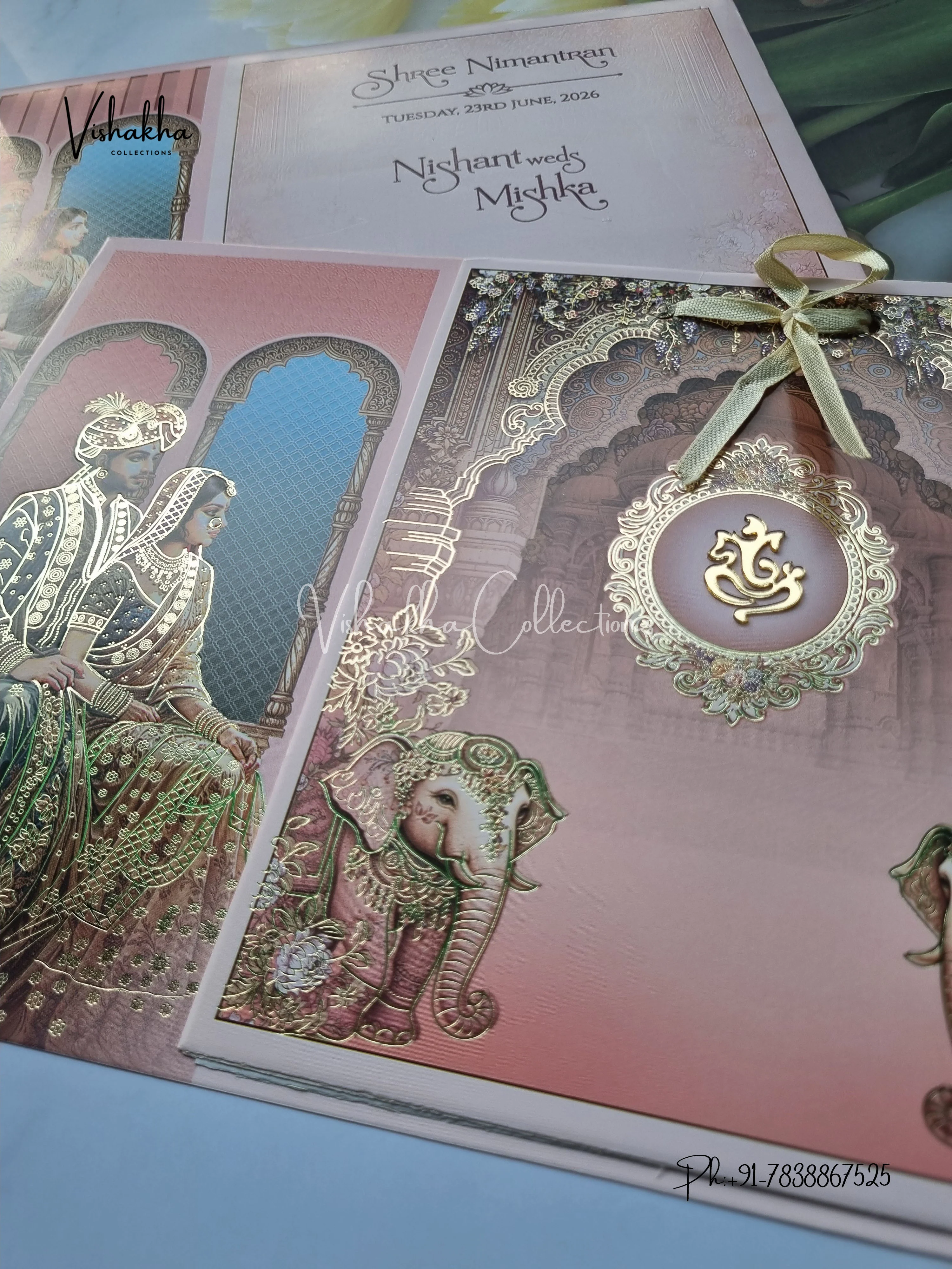 Hathi Dulah Dulhan Hindu Sikh invitation Cards CR-8039 - Image 2