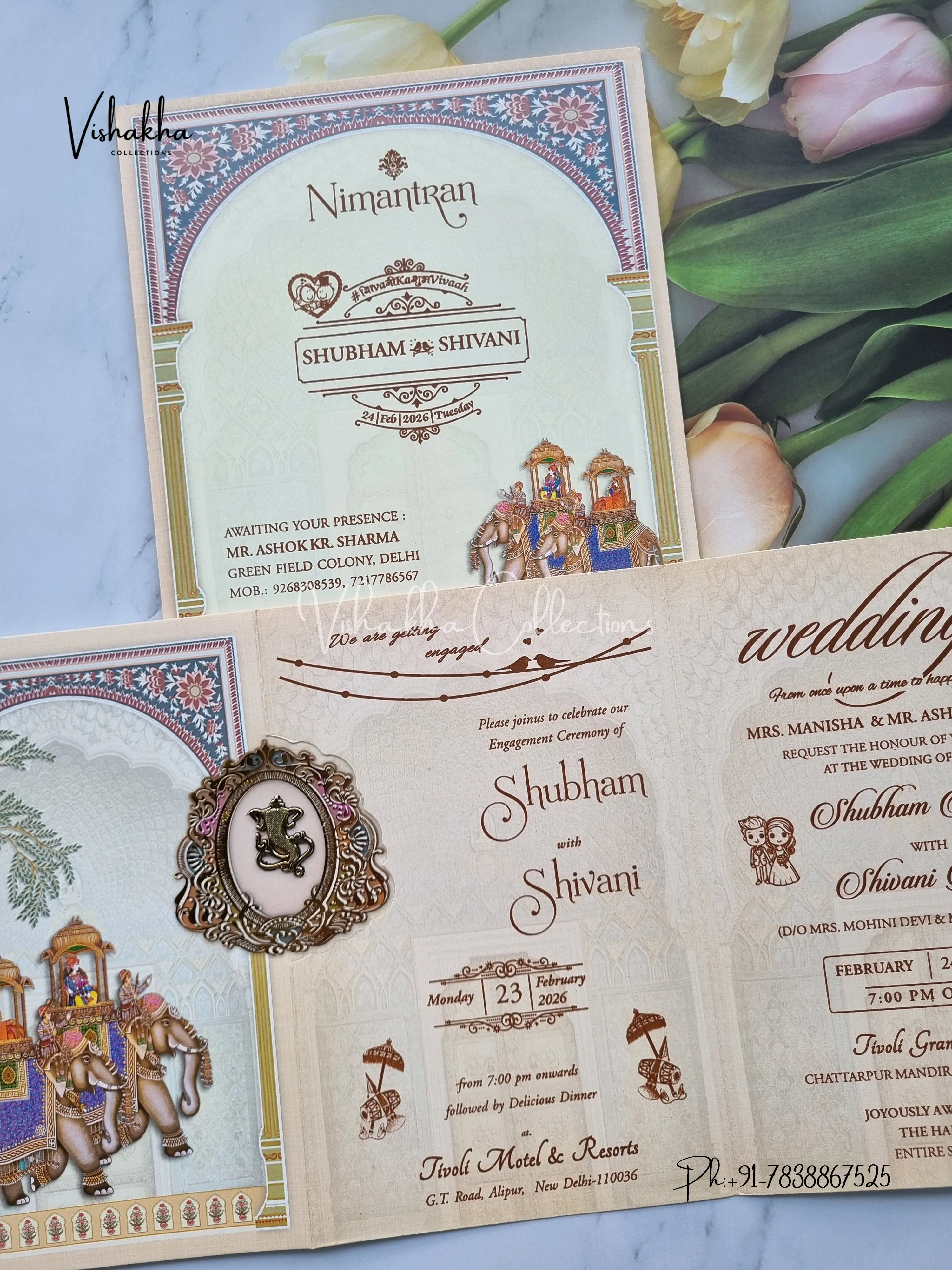Hathi Hindu Sikh invitation Cards ATS-9221 - Image 3