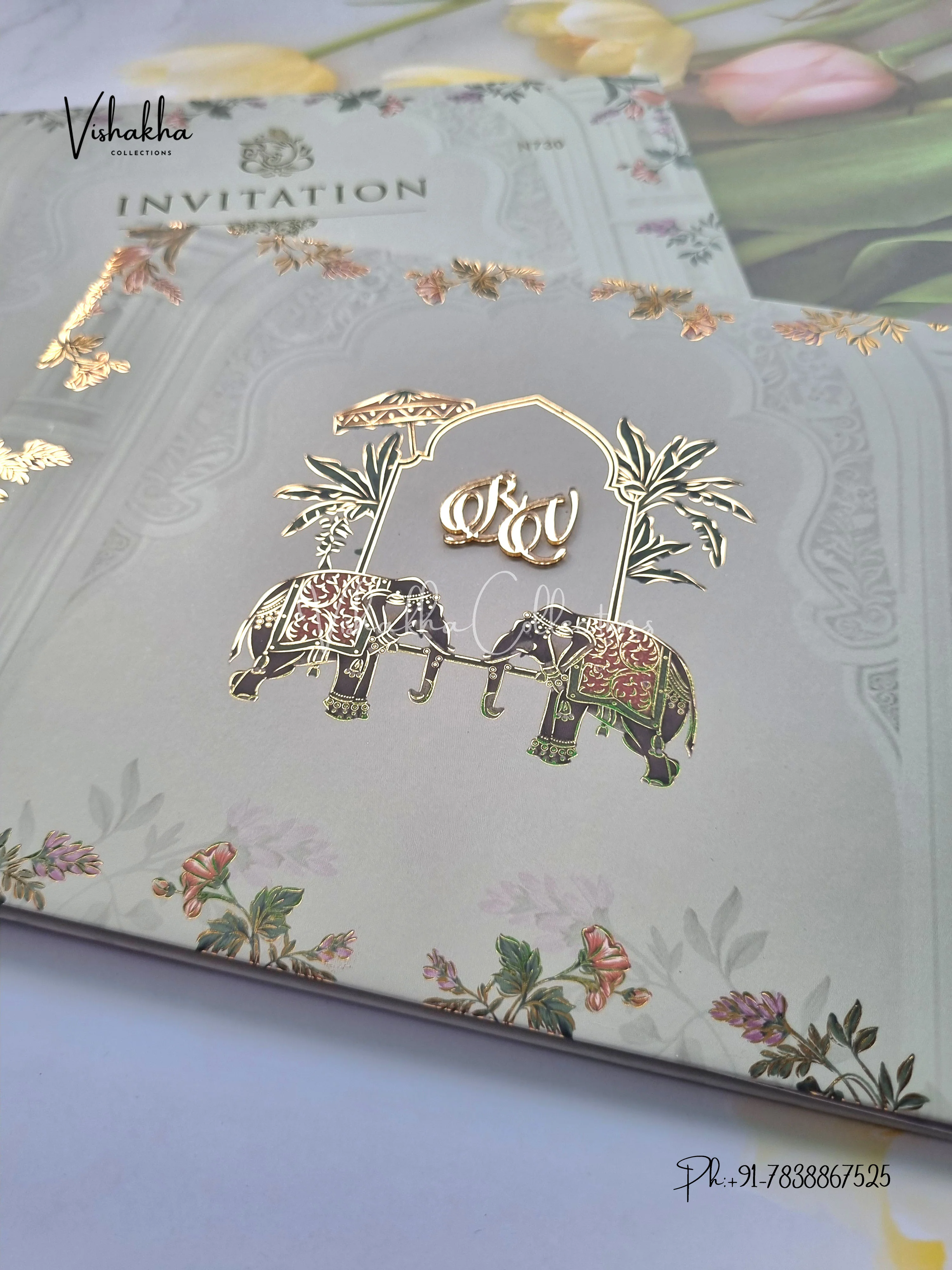 Hathi Hindu Sikh Padded invitation Cards VN-730 - Image 2