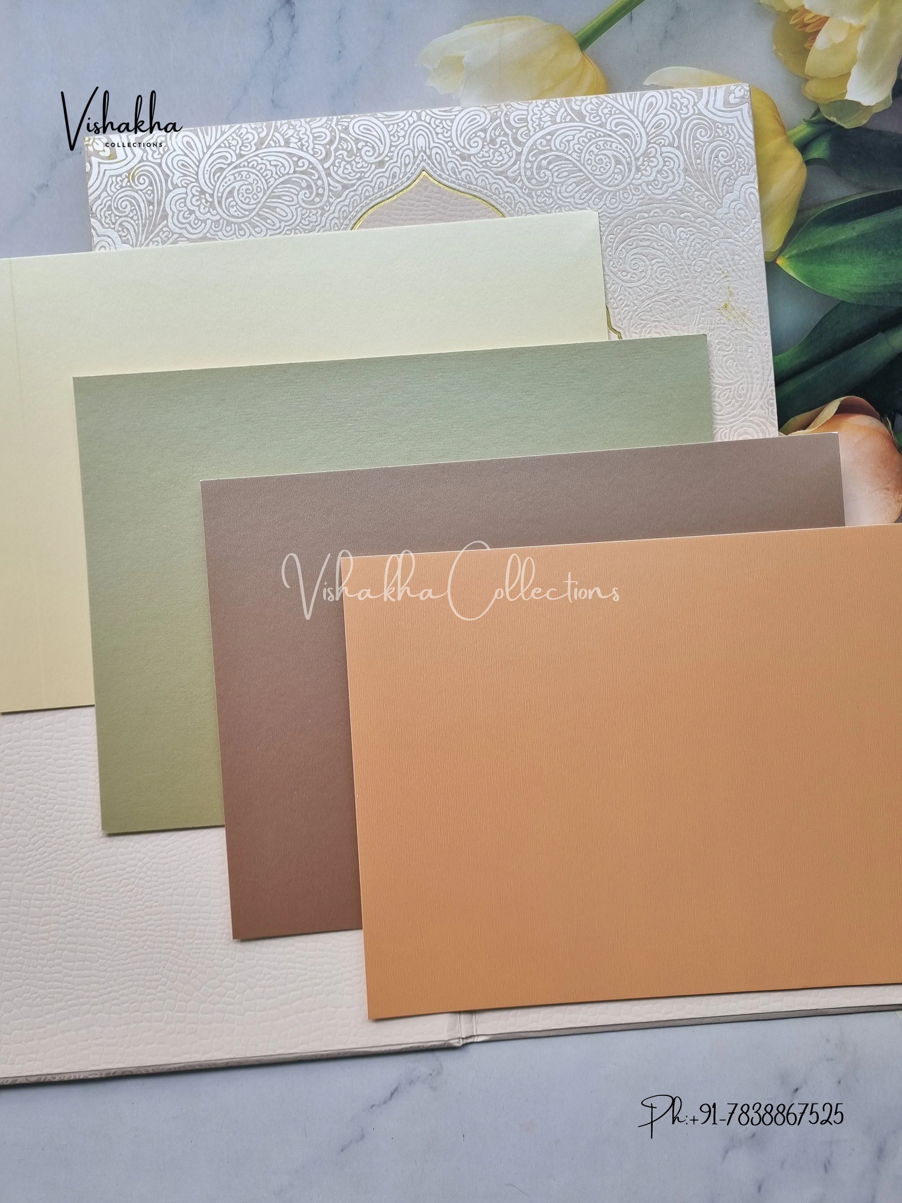 Hindu Muslim Christian Jain Sikh Padded Colored invitation Cards LN-775 - Image 3