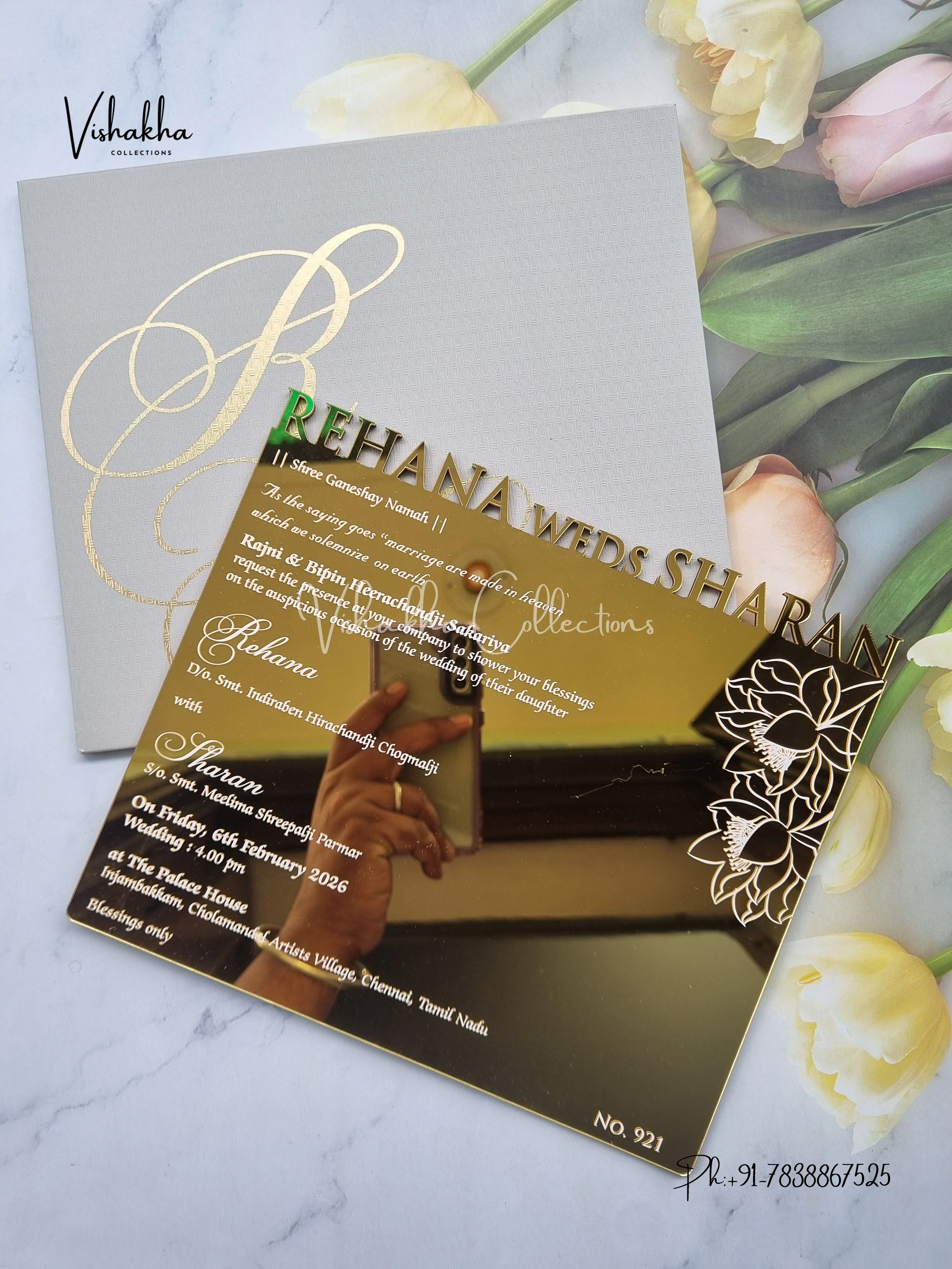 Hindu Muslim Christian Sikh Acrylic Colored invitation Cards LN-921 - Image 3