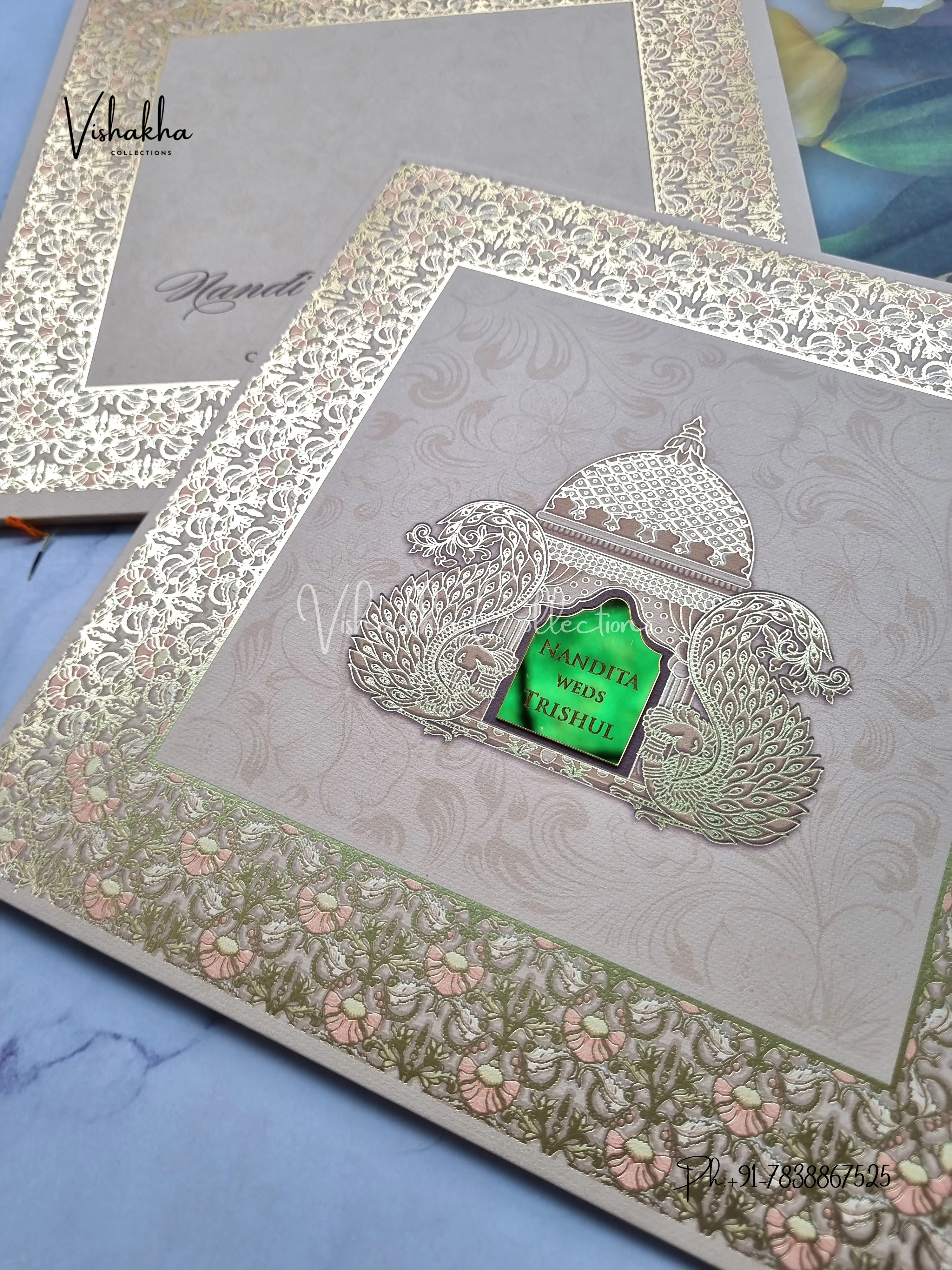 Hindu Muslim Christian Sikh Colored invitation Cards LN-748 - Image 2