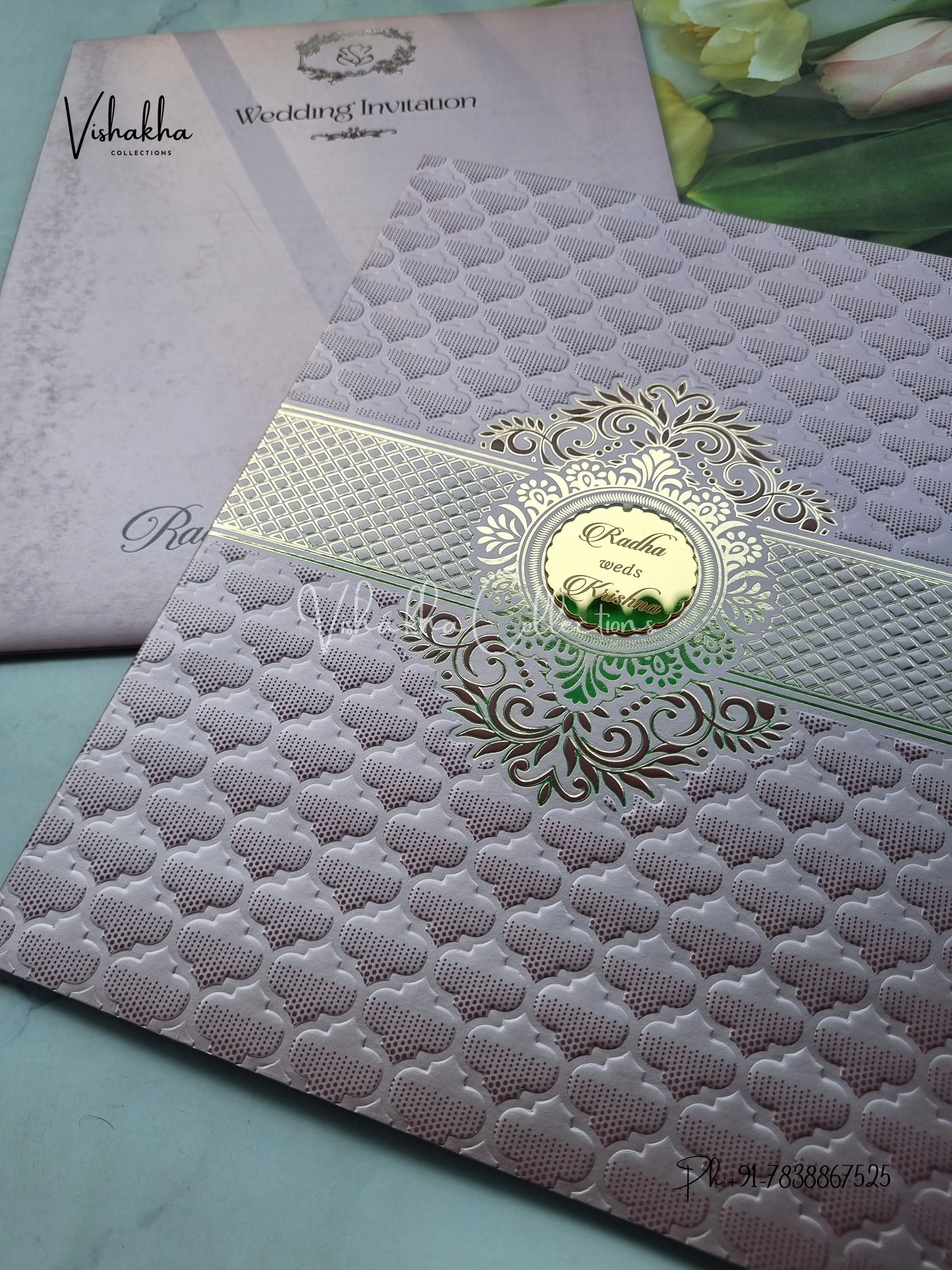 Hindu Muslim Christian Sikh Colored invitation Cards SN-43 - Image 2