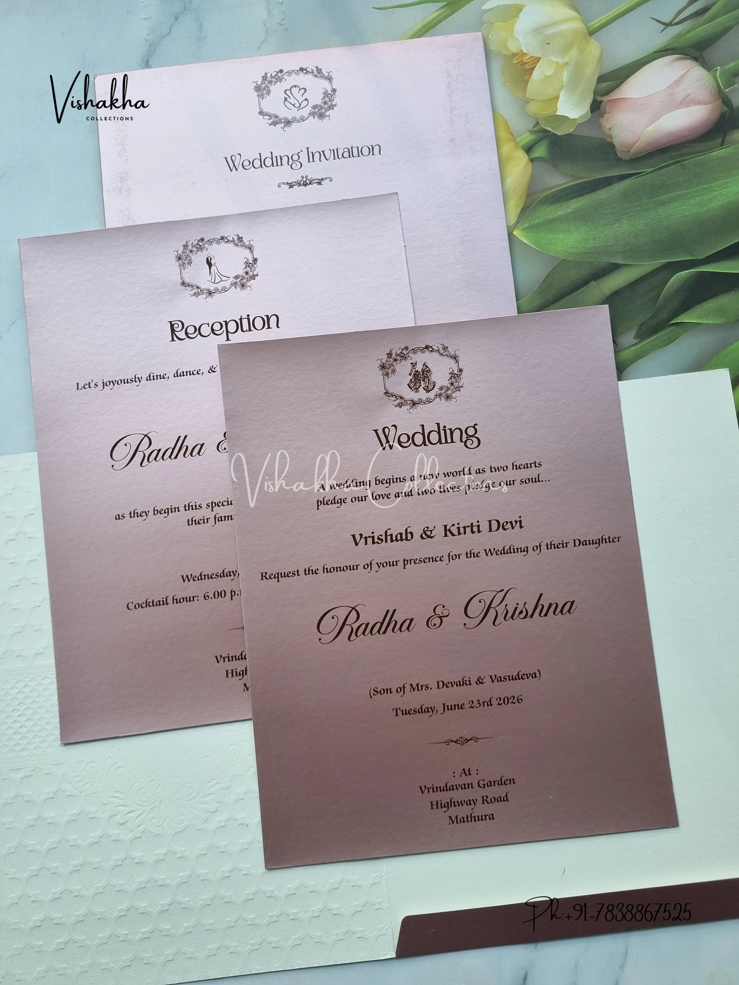 Hindu Muslim Christian Sikh Colored invitation Cards SN-43 - Image 3