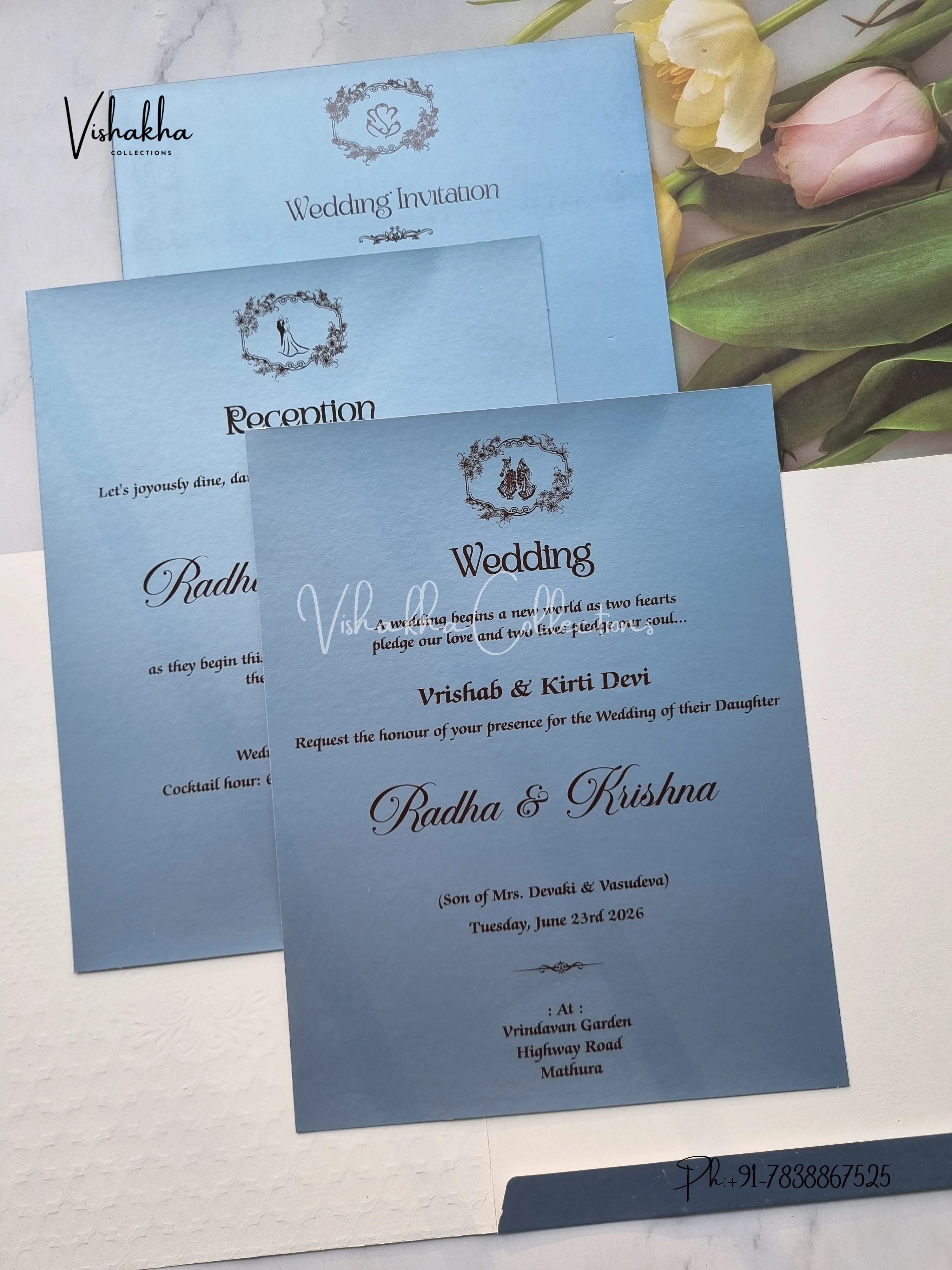 Hindu Muslim Christian Sikh Colored invitation Cards SN-44 - Image 3