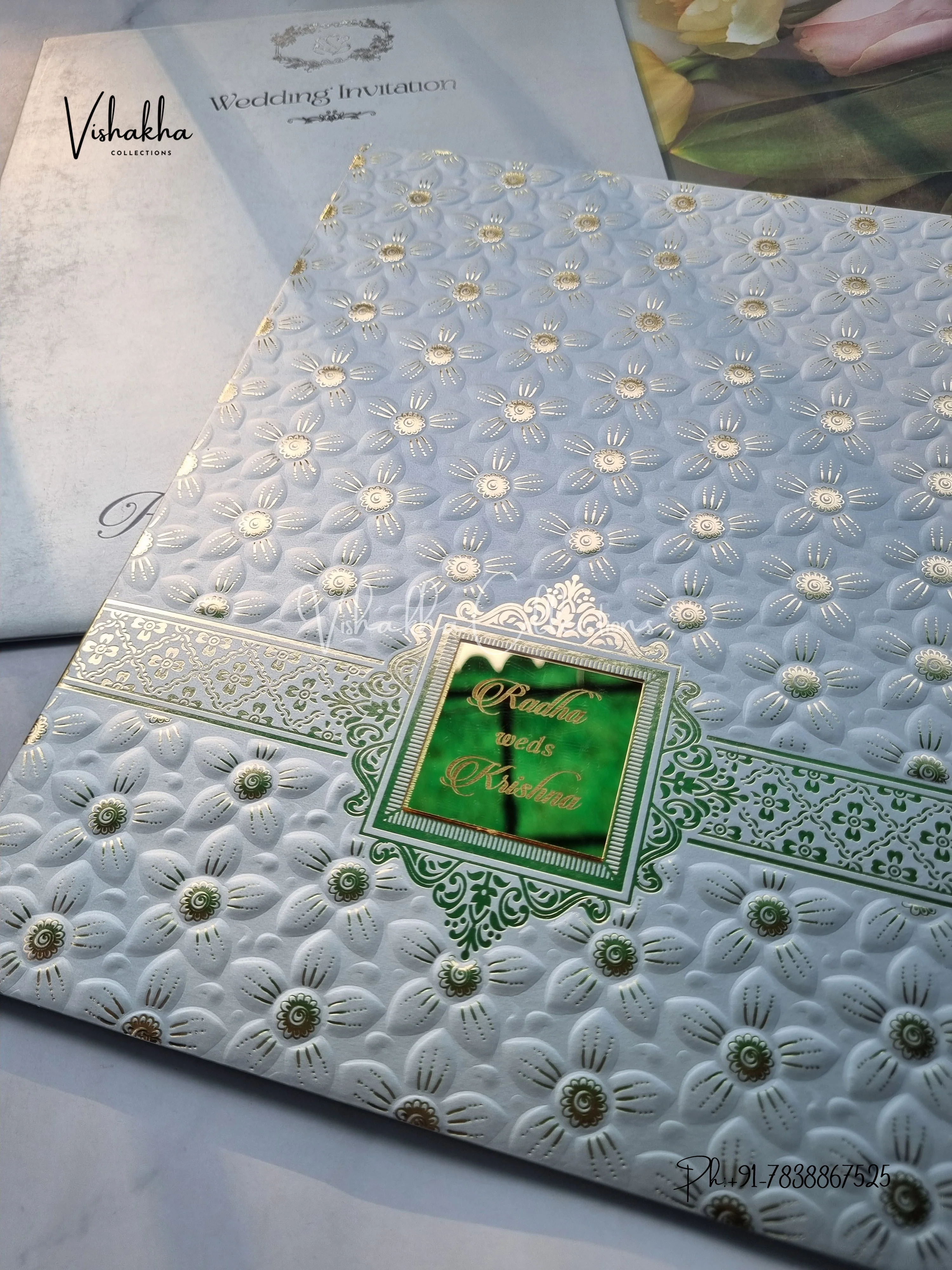Hindu Muslim Christian Sikh Colored invitation Cards SN-45 - Image 2
