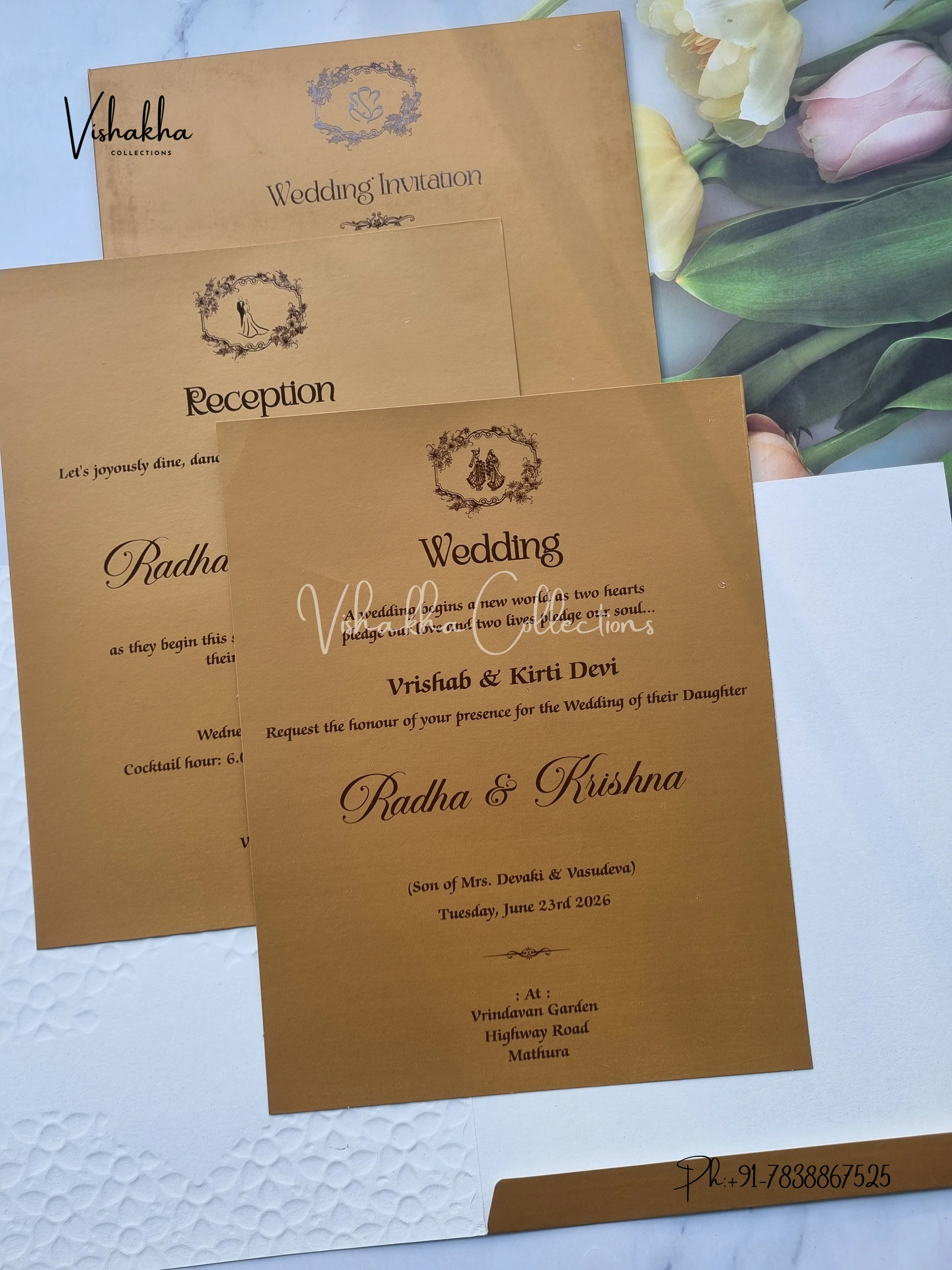 Hindu Muslim Christian Sikh Colored invitation Cards SN-46 - Image 3