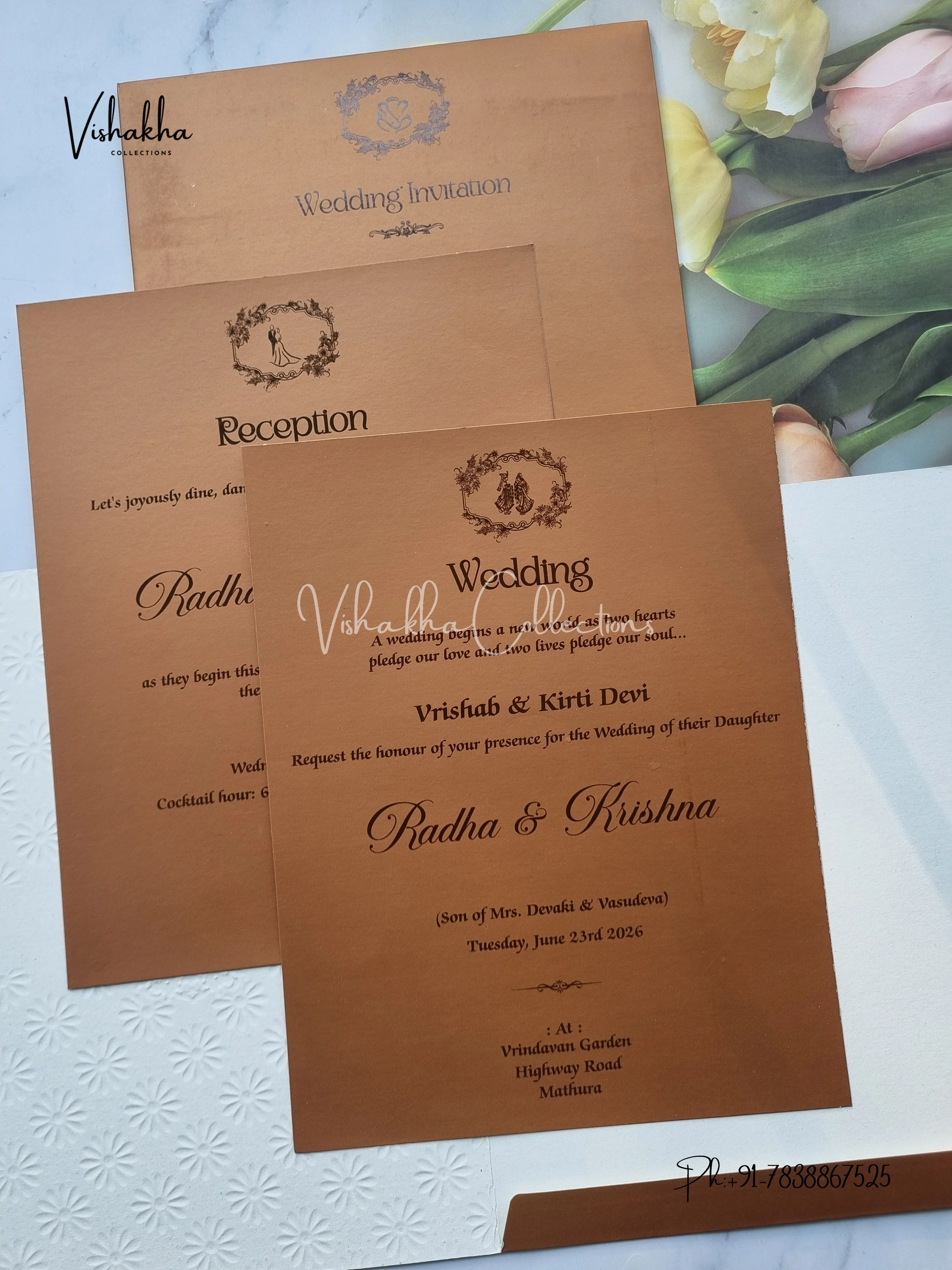 Hindu Muslim Christian Sikh Colored invitation Cards SN-48 - Image 3