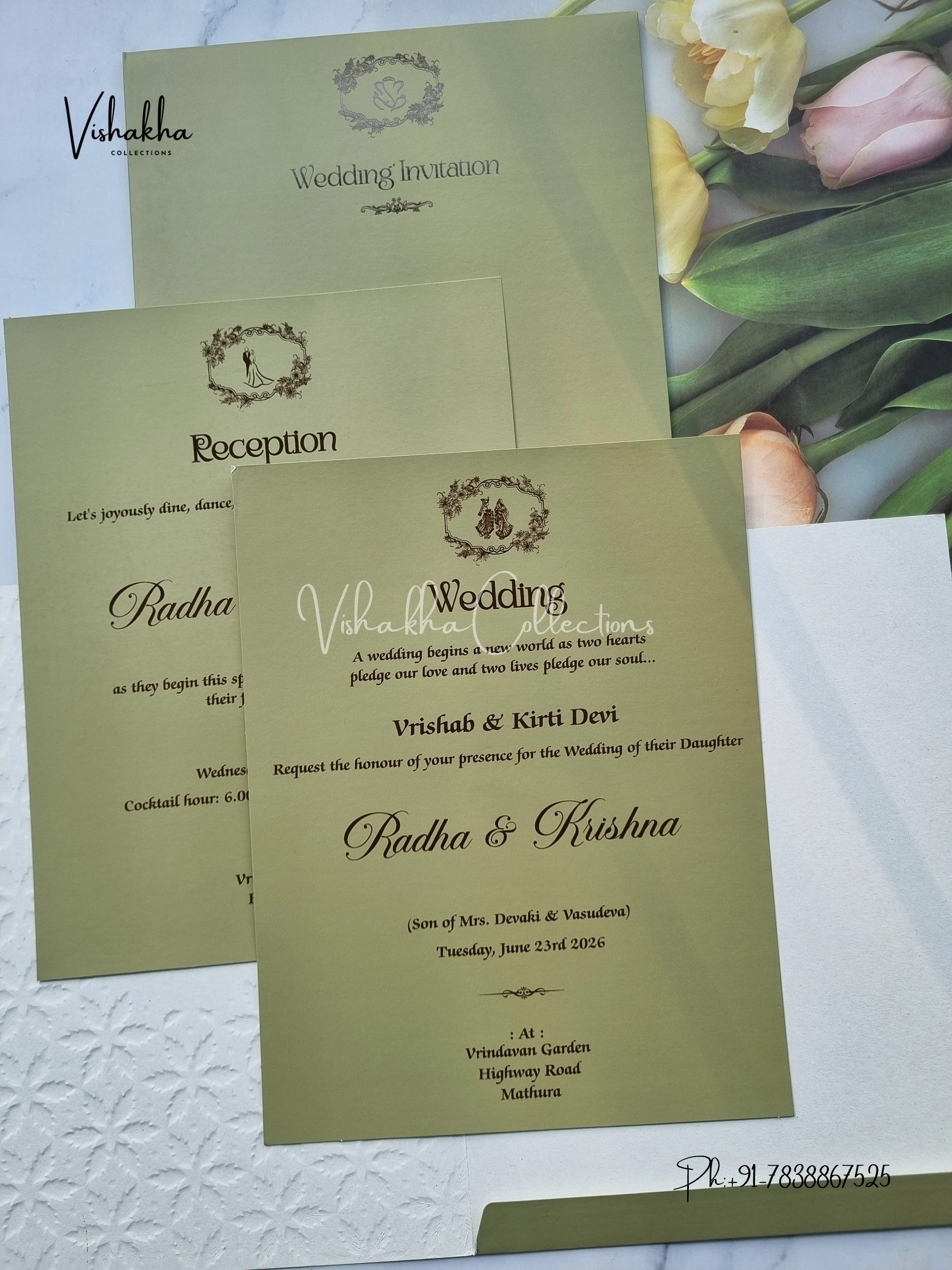 Hindu Muslim Christian Sikh Colored invitation Cards SN-49 - Image 3