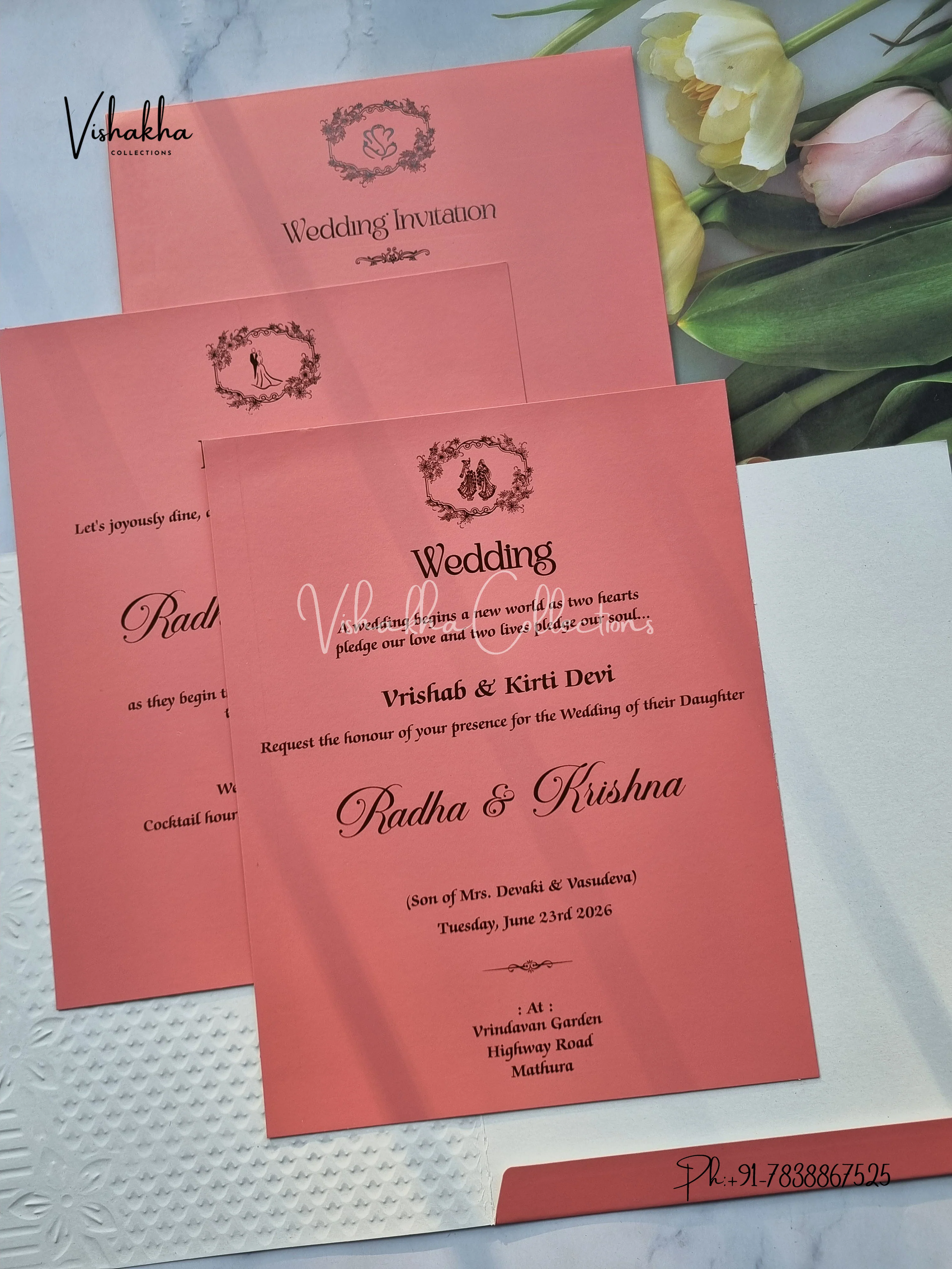 Hindu Muslim Christian Sikh Colored invitation Cards SN-52 - Image 3